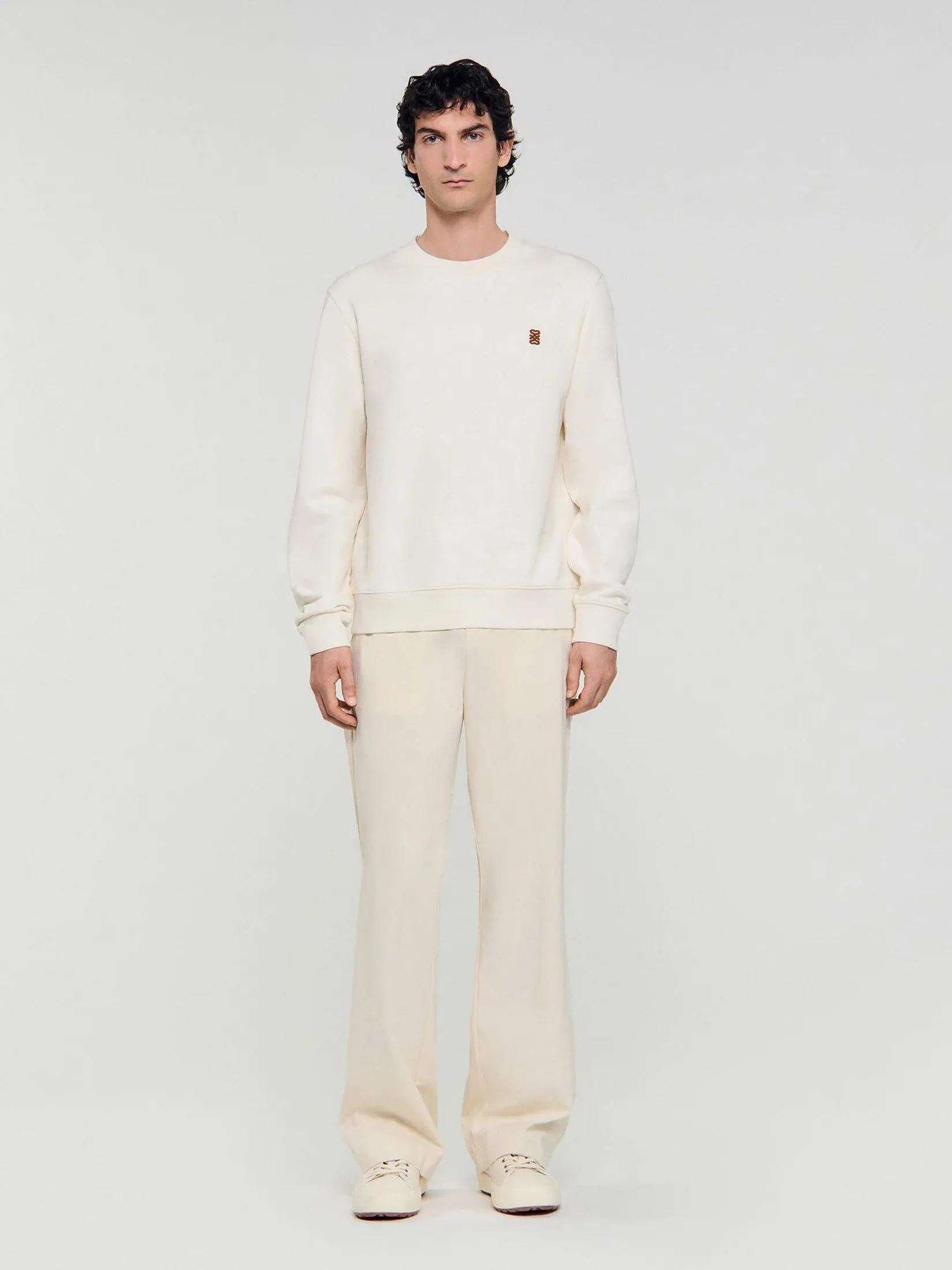 SANDRO Oversized Sweatshirt With Leather Patch