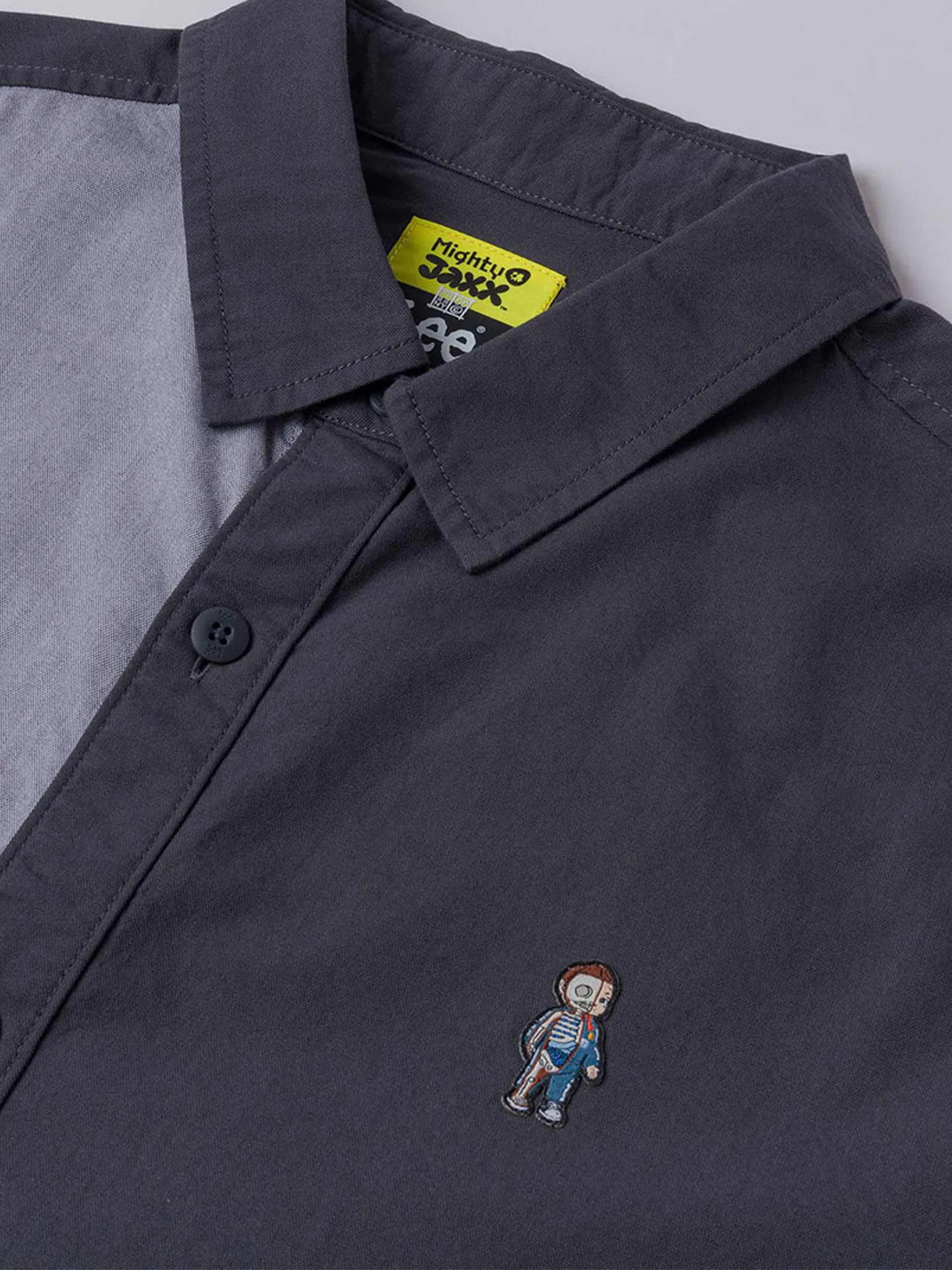 LEE Men s Shirt Long Sleeve Lee x Mighty Jaxx Collection Comfort Fit Grey