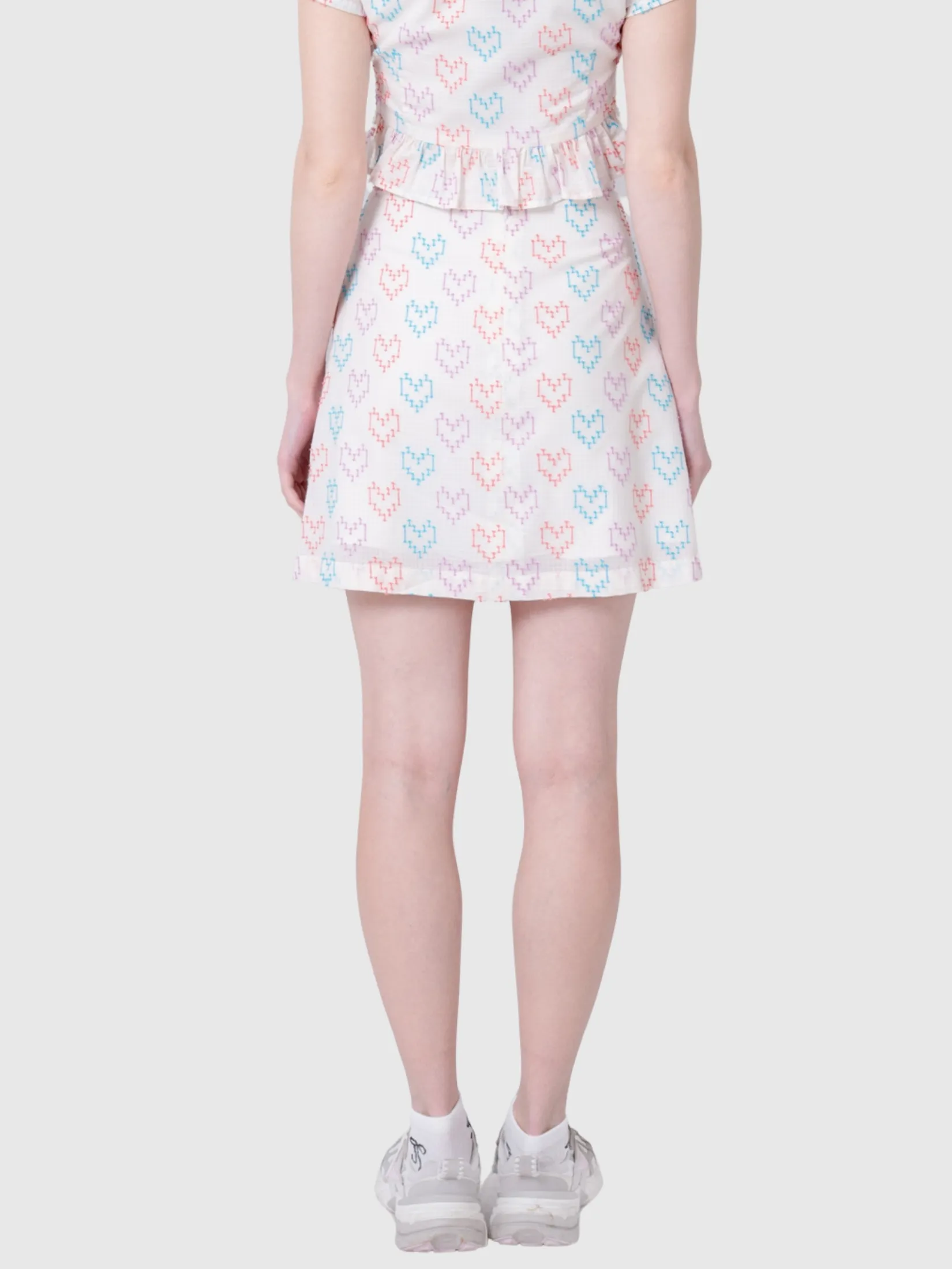 AMILA Women Skirt Short Fancy Lace Cream