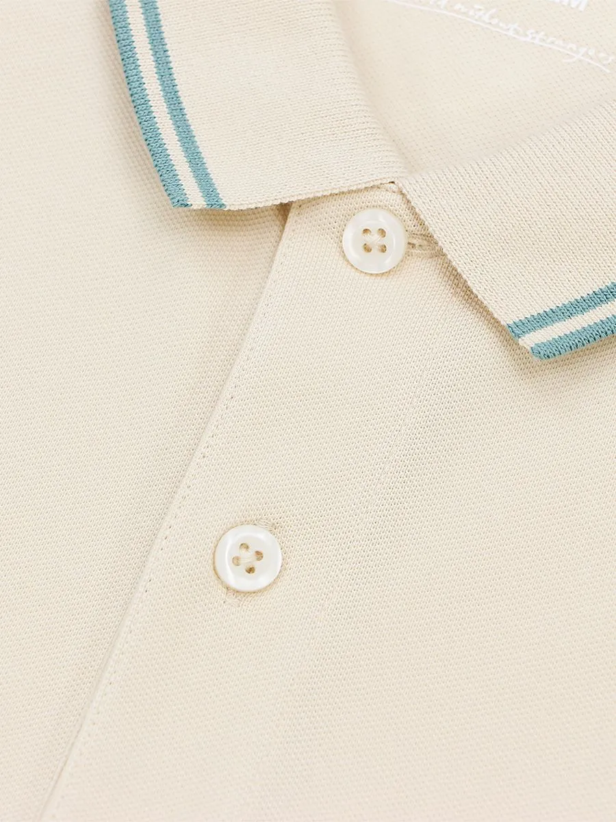 GIORDANO Men's Cotton Lycra Solid Polo Tapioca Khaki