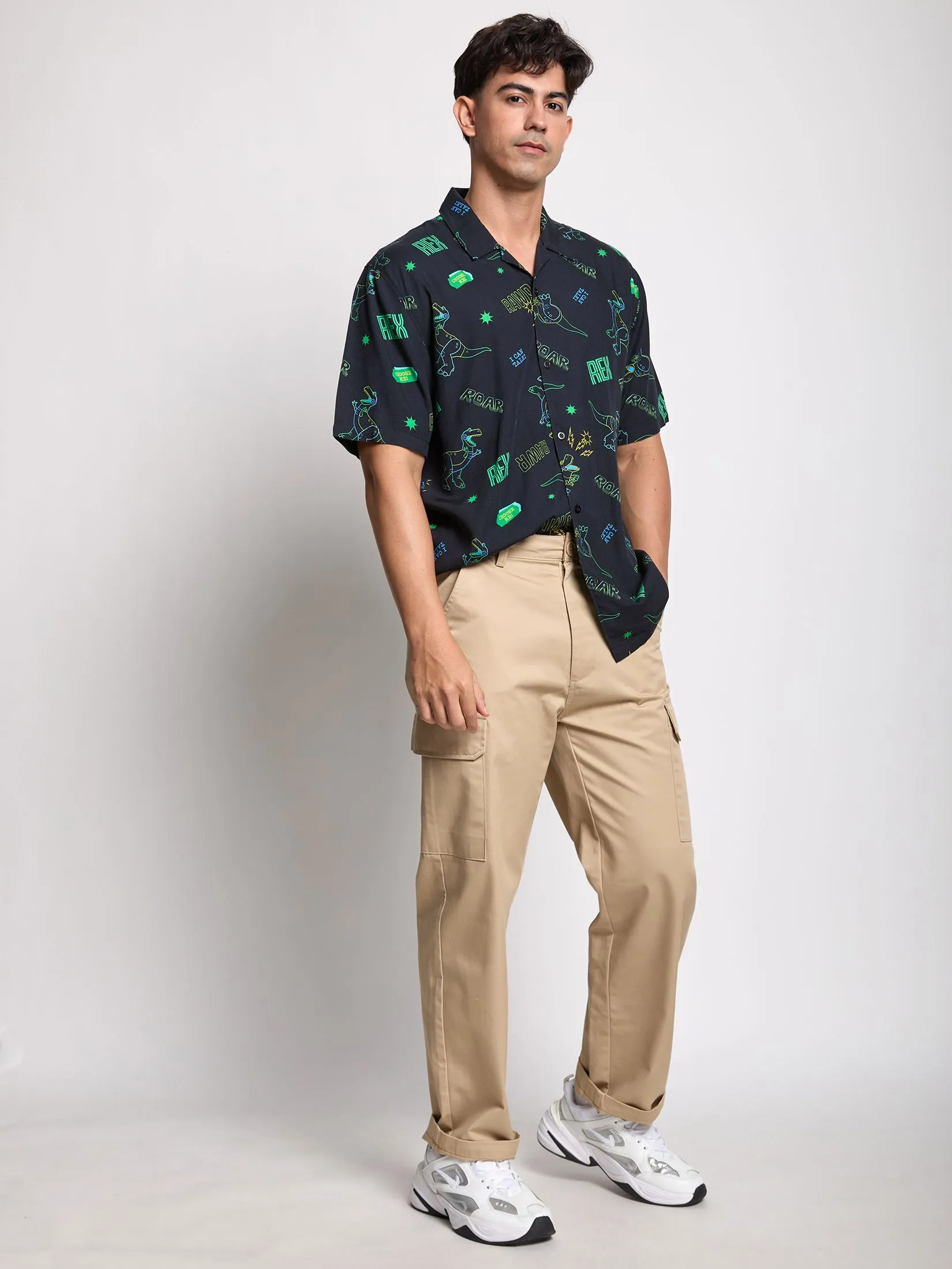 PACIFIC UNION Men Shirt Oversize Toy Story Graphic Printed Black