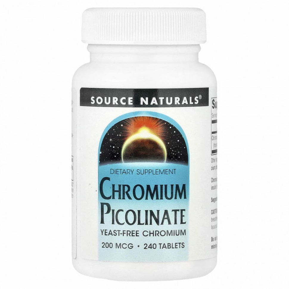 Source Naturals, пиколинат хрома, 200 мкг, 240 таблеток