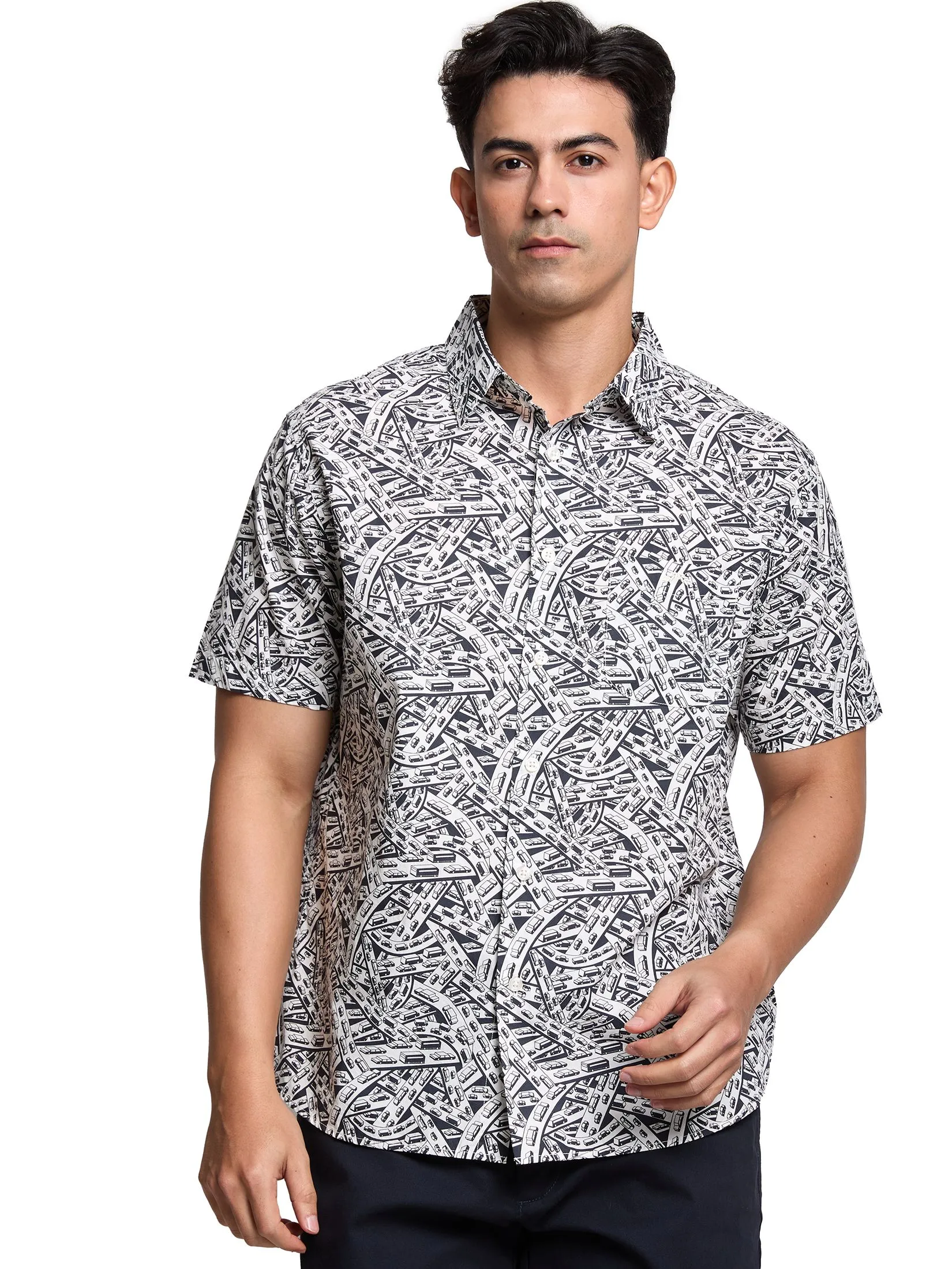 ALUMNUS Men Shirt Short Sleeves 2506SSSL18 Black Size - L