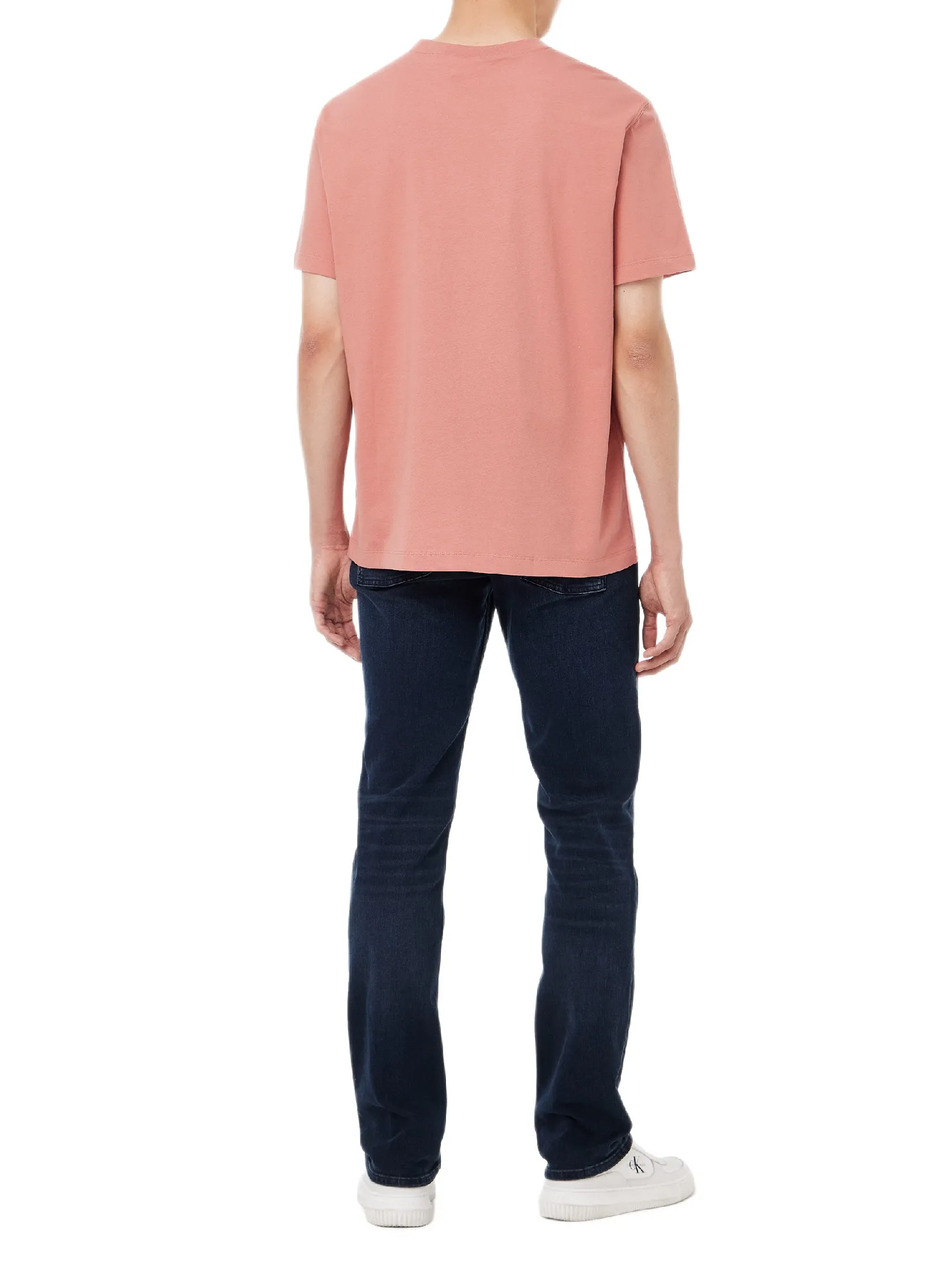 CALVIN KLEIN Men s Easy Fit Small Chain Stitch Logo Short Sleeve T-Shirt Rose