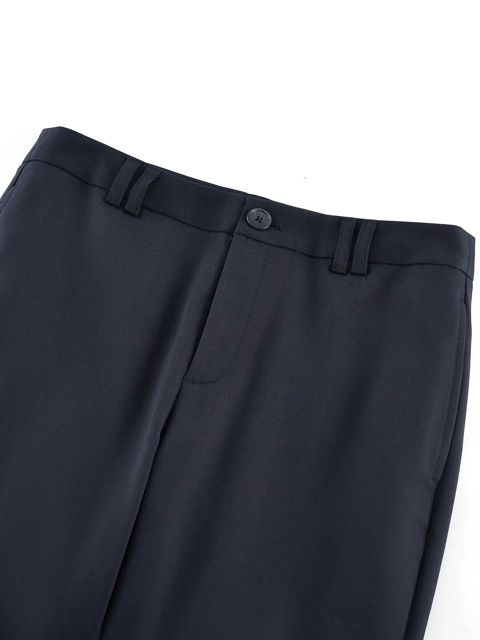 G2000 Women Clothing Cotton Blend Cropped Skinny Casual Pants With Belt Cropped Skinny Shape - Navy