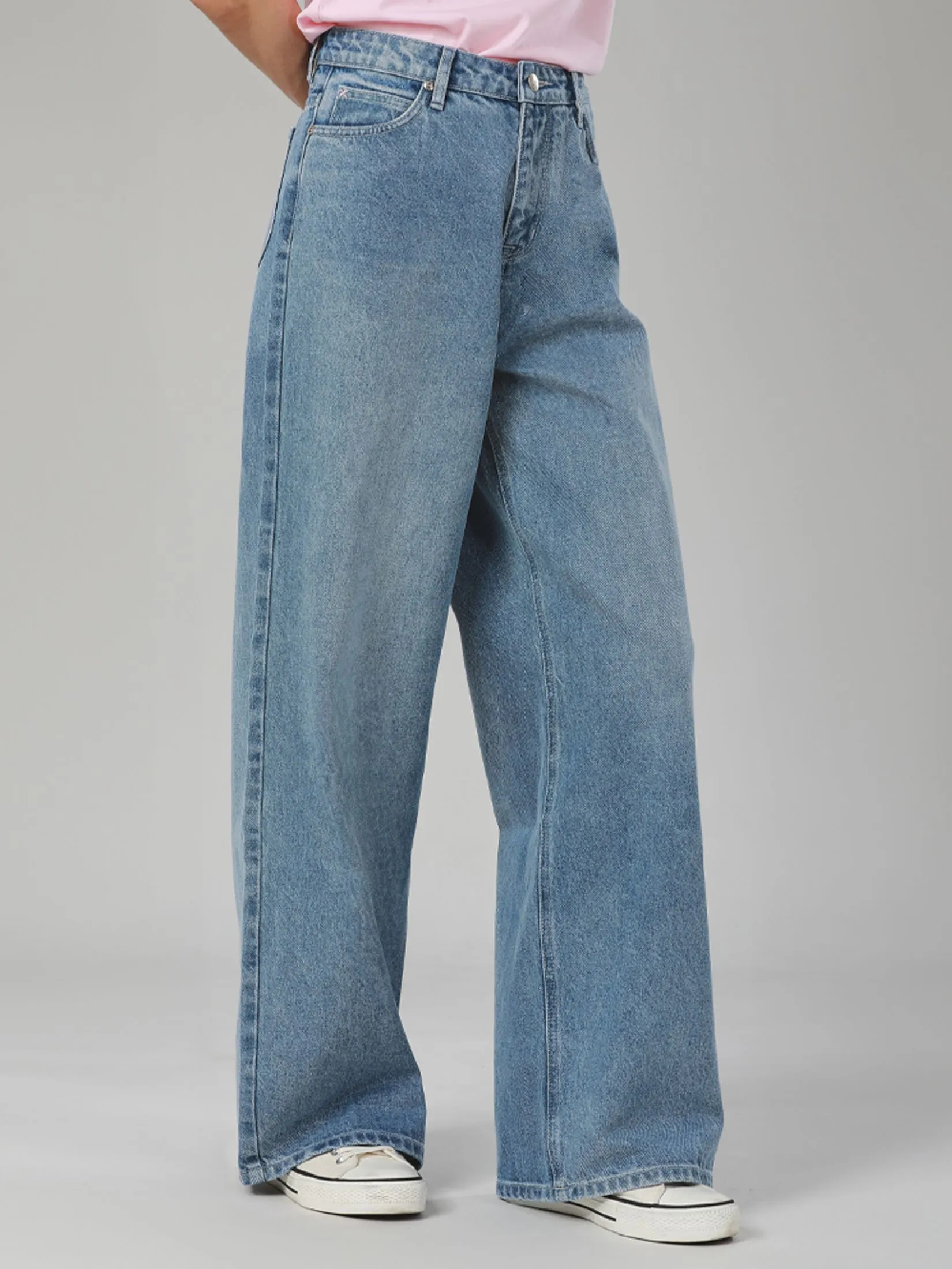 LEE Women's Jeans Lee Pink Collection High Wide Leg Fit Light Indigo