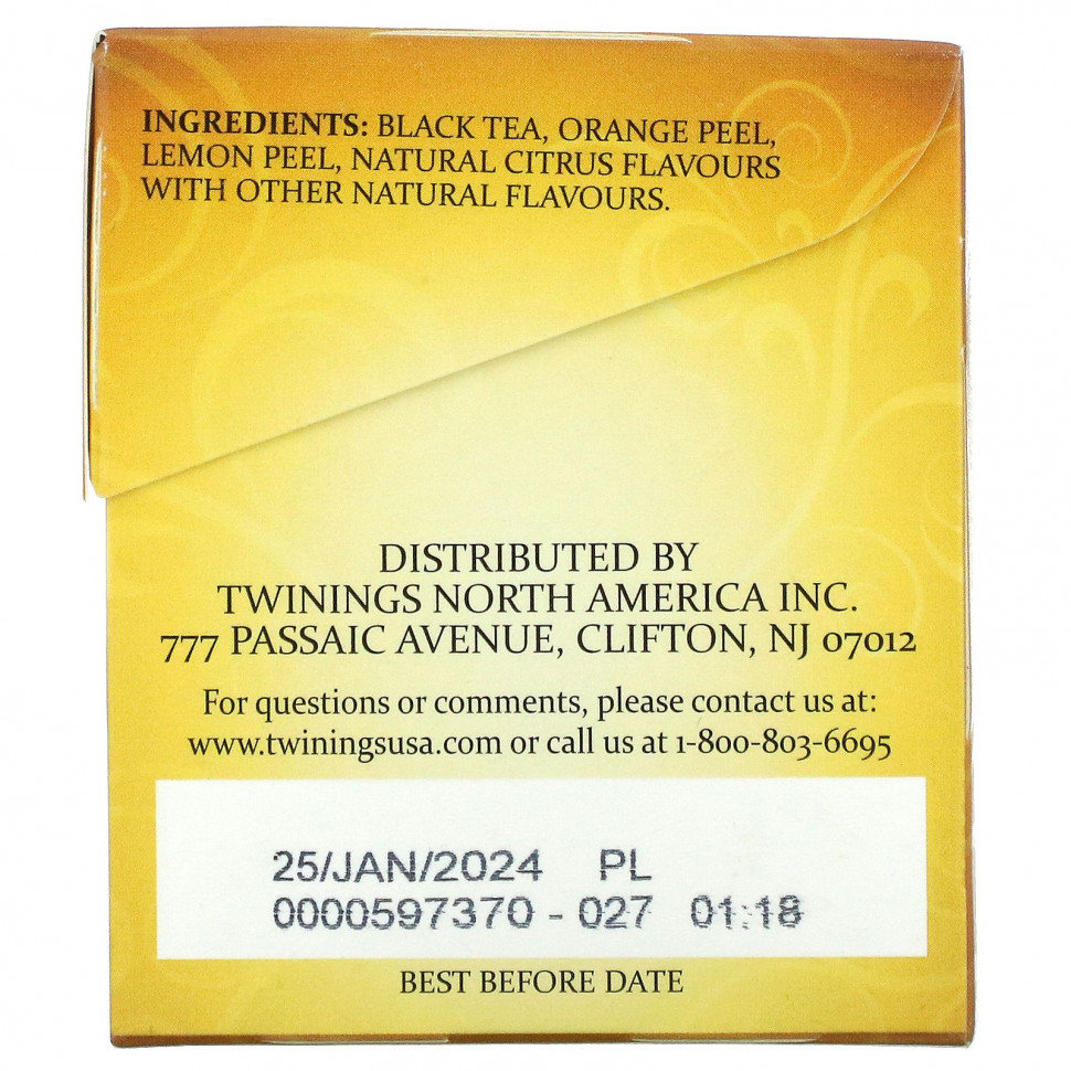 Twinings, черный чай Lady Grey, 20 чайных пакетиков, 40 г (1,41 унции)