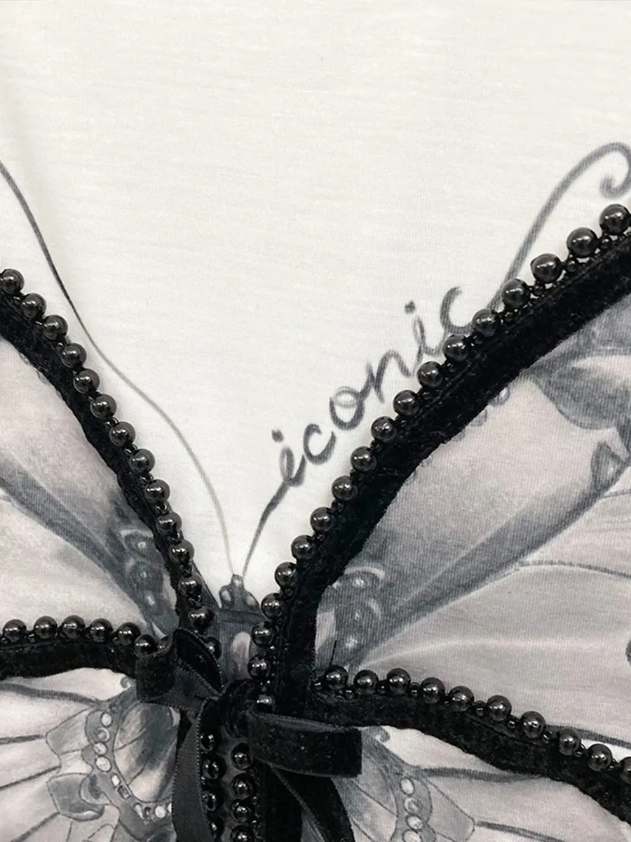 ICONIC WOMAN BLACK NIGHT BUTTERFLY T-SHIRT