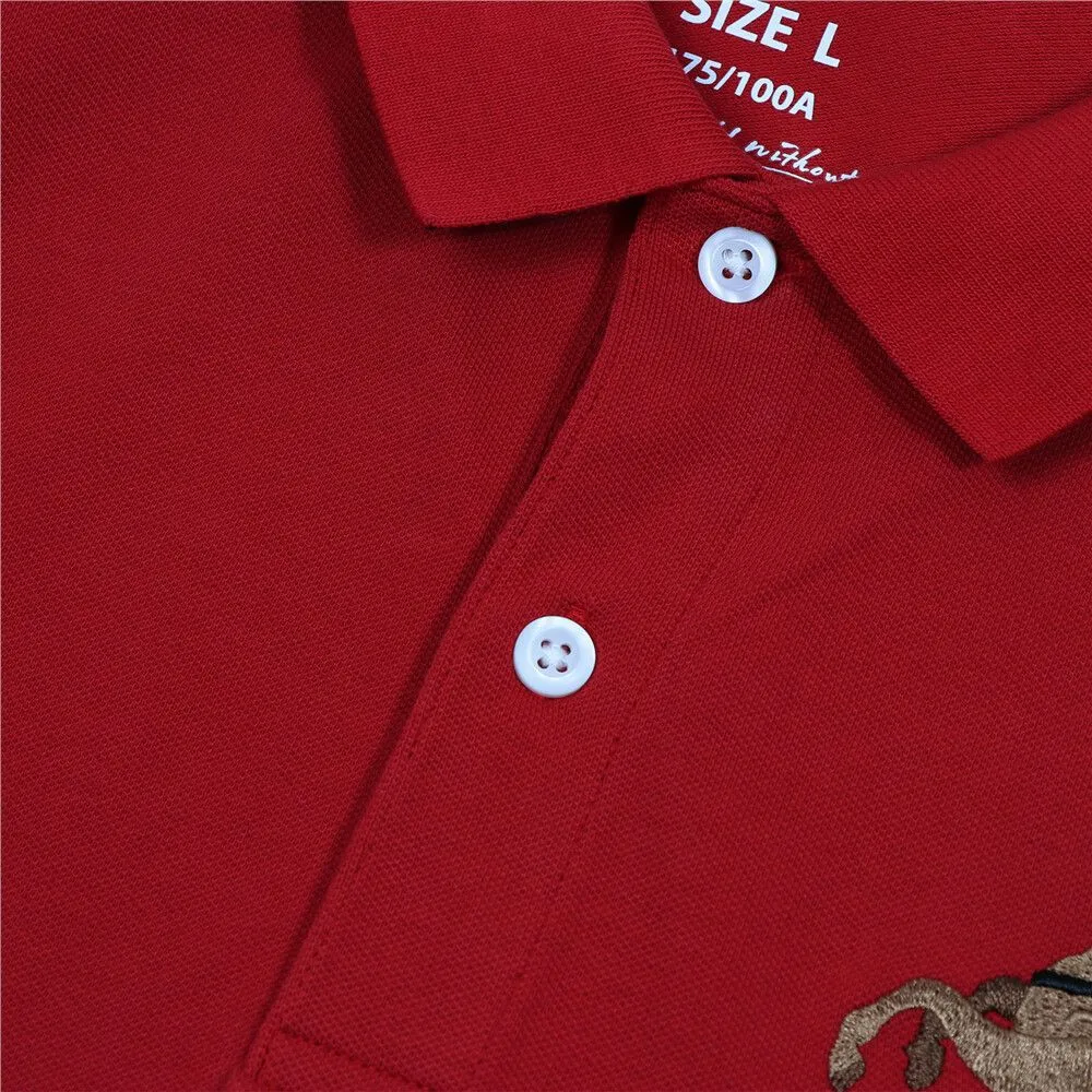 GIORDANO Red Men's Pique Slim Fit Embroidery Napoleon Polo 01013210