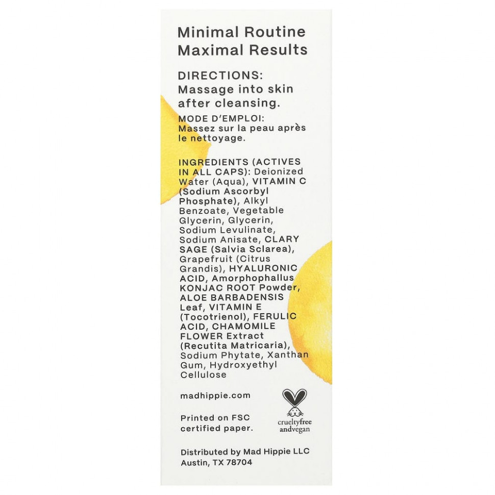 Mad Hippie, сыворотка с витамином С, 8 активных ингредиентов, 30 мл (1,02 жидк. унции)
