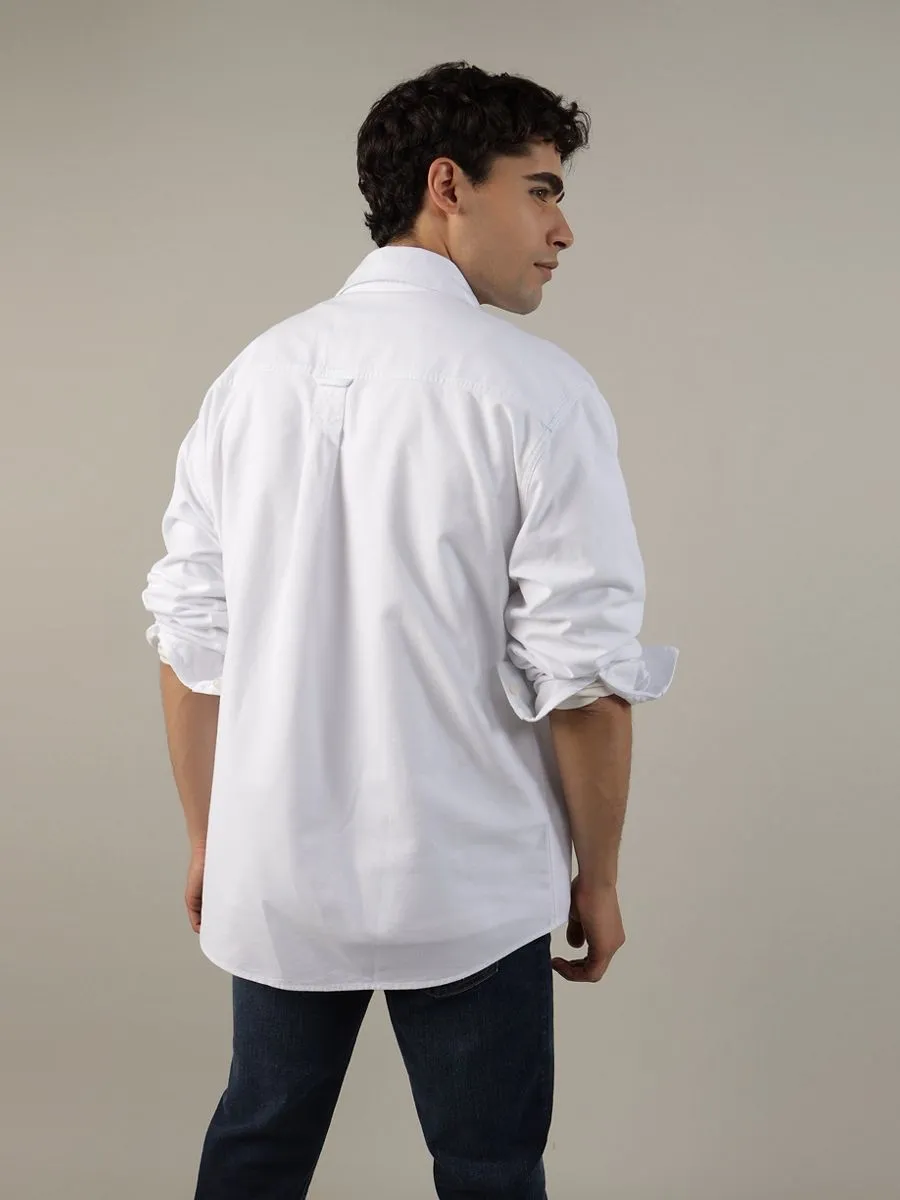 AMERICAN EAGLE MEN OVERSIZED CSC YD OXFORD SHIRT 100 WHITE