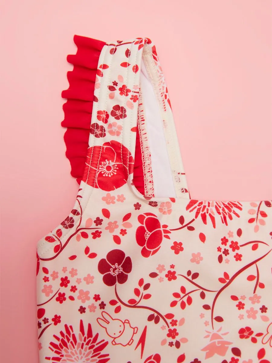 SPEEDO RED SPEEDO Miffy Frill Girls Swimsuit