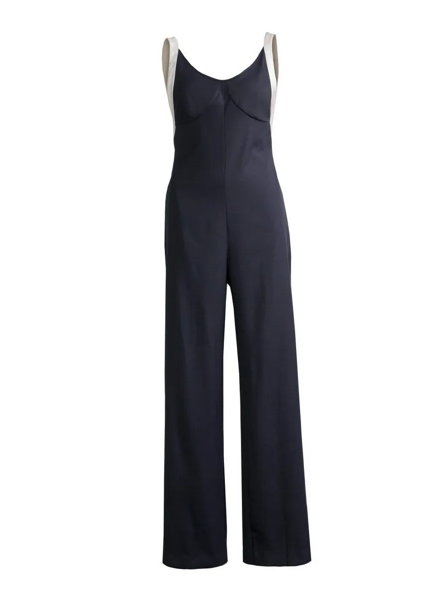 SENADA WOMEN WOOL BLEND LOW CUT BACK  BLACK JUMPSUIT