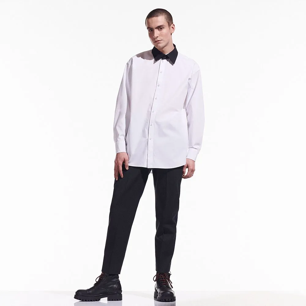 KARL LAGERFELD CARA LOVES KARL DETACHABLE COLLAR SHIRT WHITE/BLACK