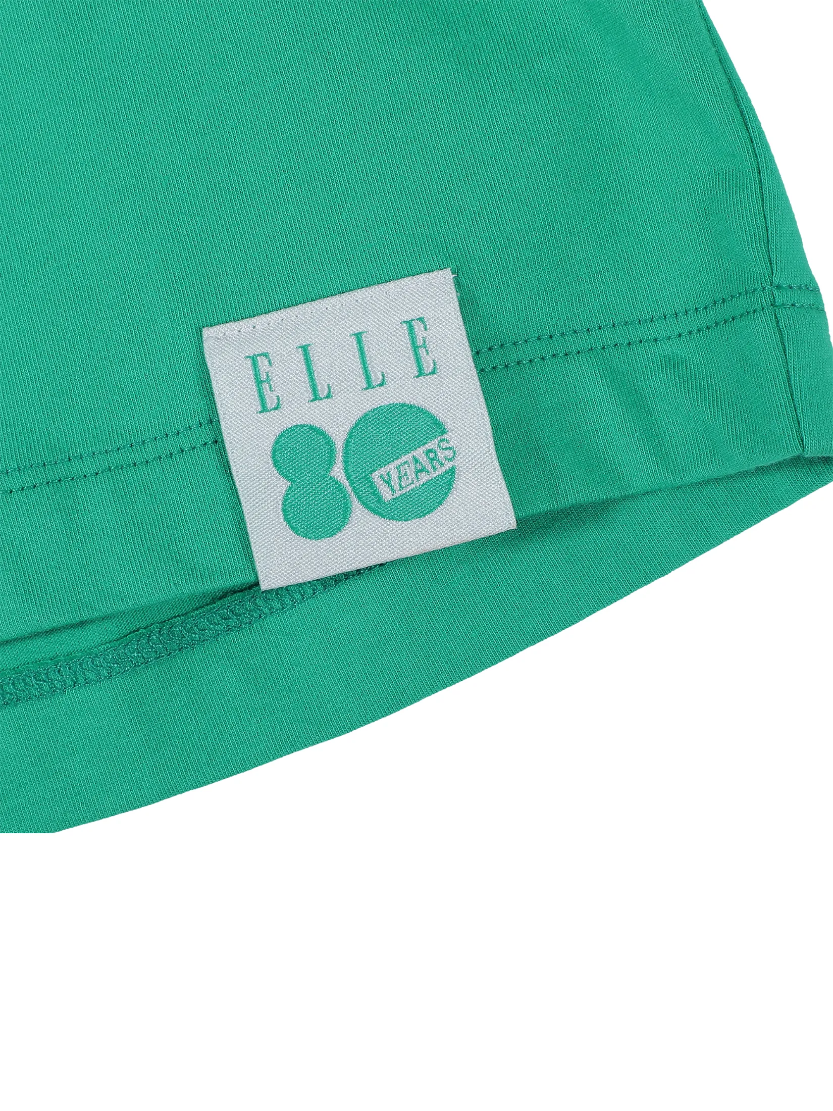 ELLE Women's Short Sleeve Crop T-Shirt in Cotton with Graphic Print W3K723 - Green | ELLE 80 YEARS LIMITED EDITION