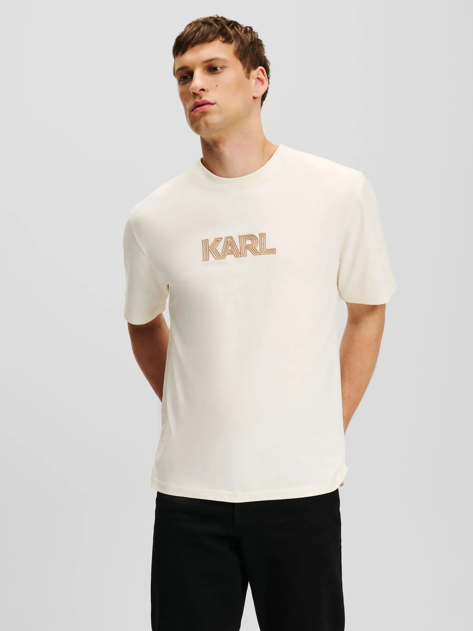 KARL LAGERFELD ART DECO LOGO T-SHIRT PRISTINE