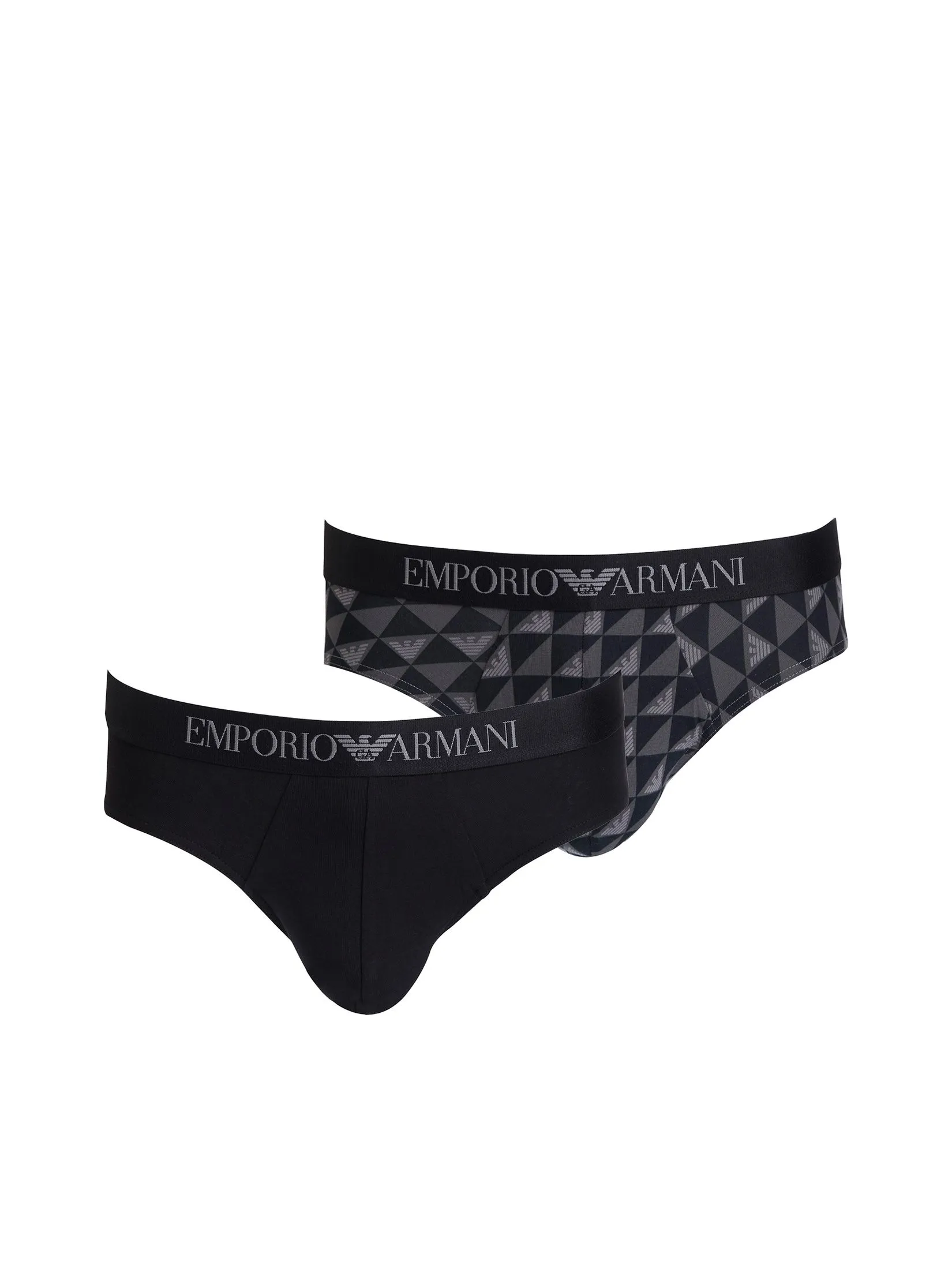 EMPORIO ARMANI Men Brief 2 Pack FW25 MC271 Blk Eagle Check/Blk