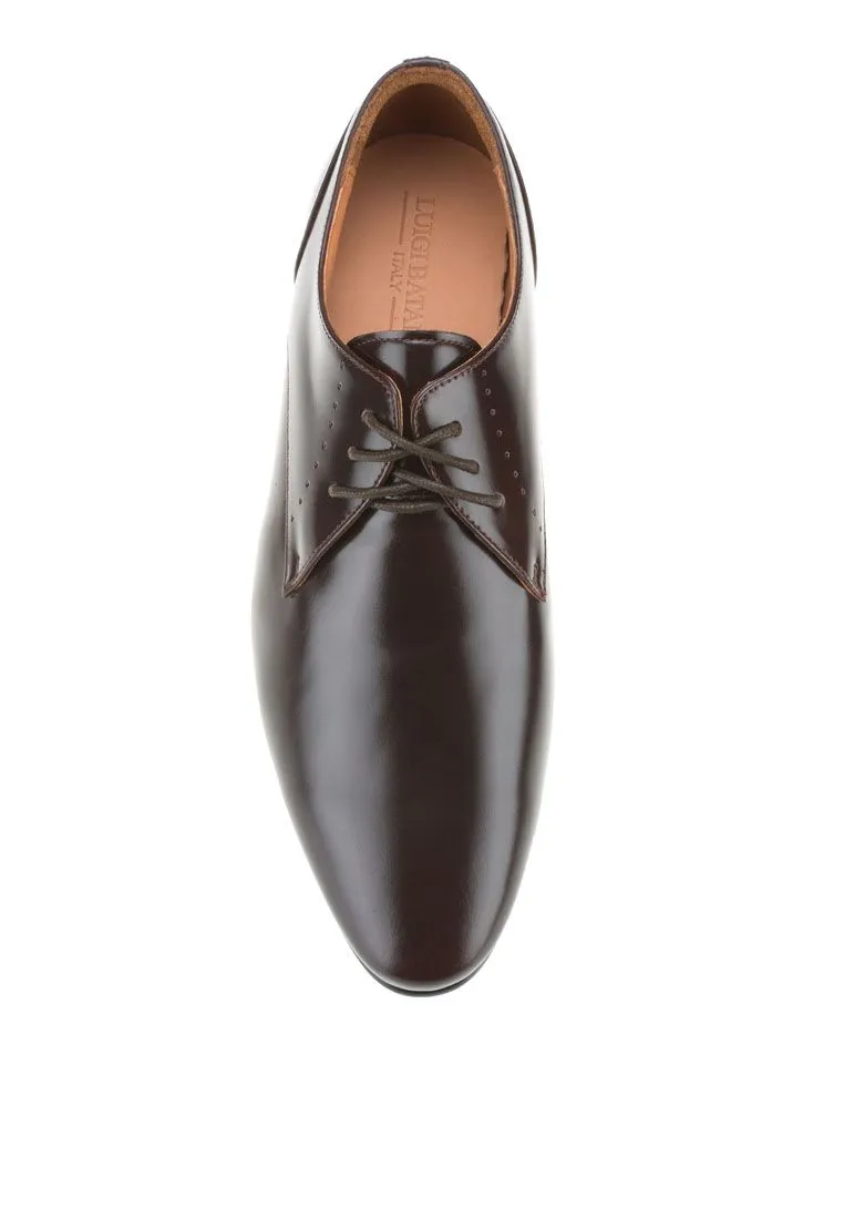 LUIGI BATANI Brown Stencil Work Cut Formal Lace Up