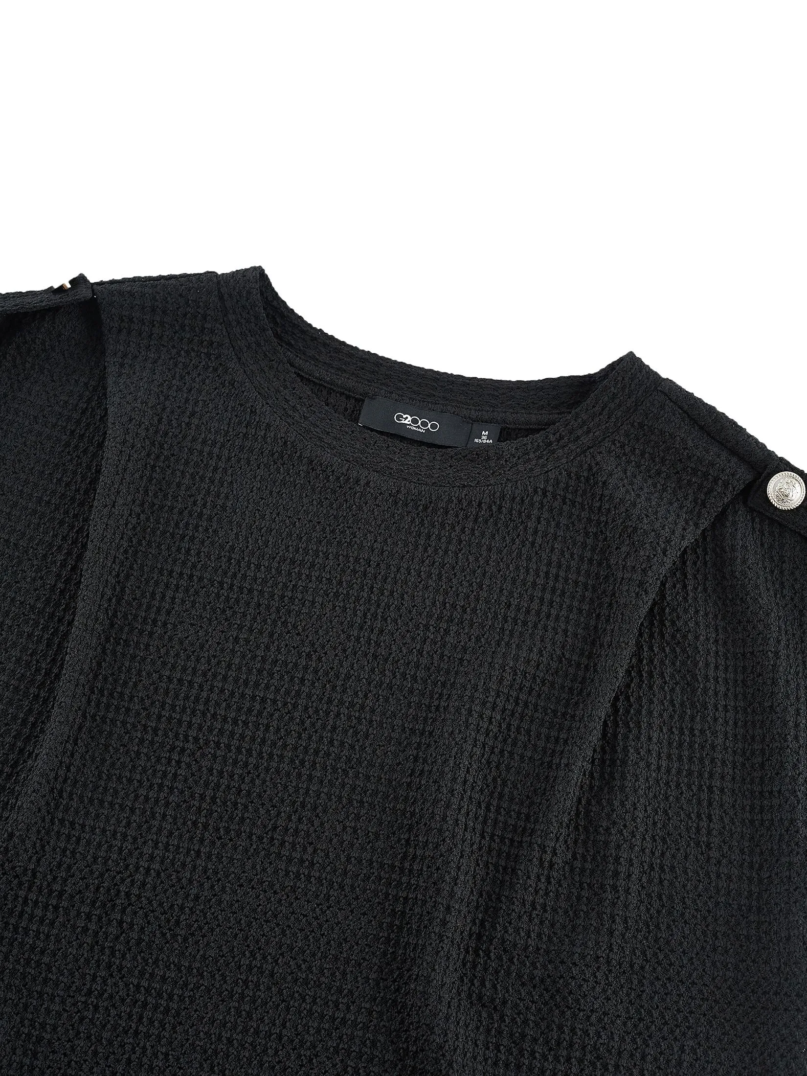 G2000 Women Clothing Crew Neck Shoulder Strap Top Regular Fit - Black