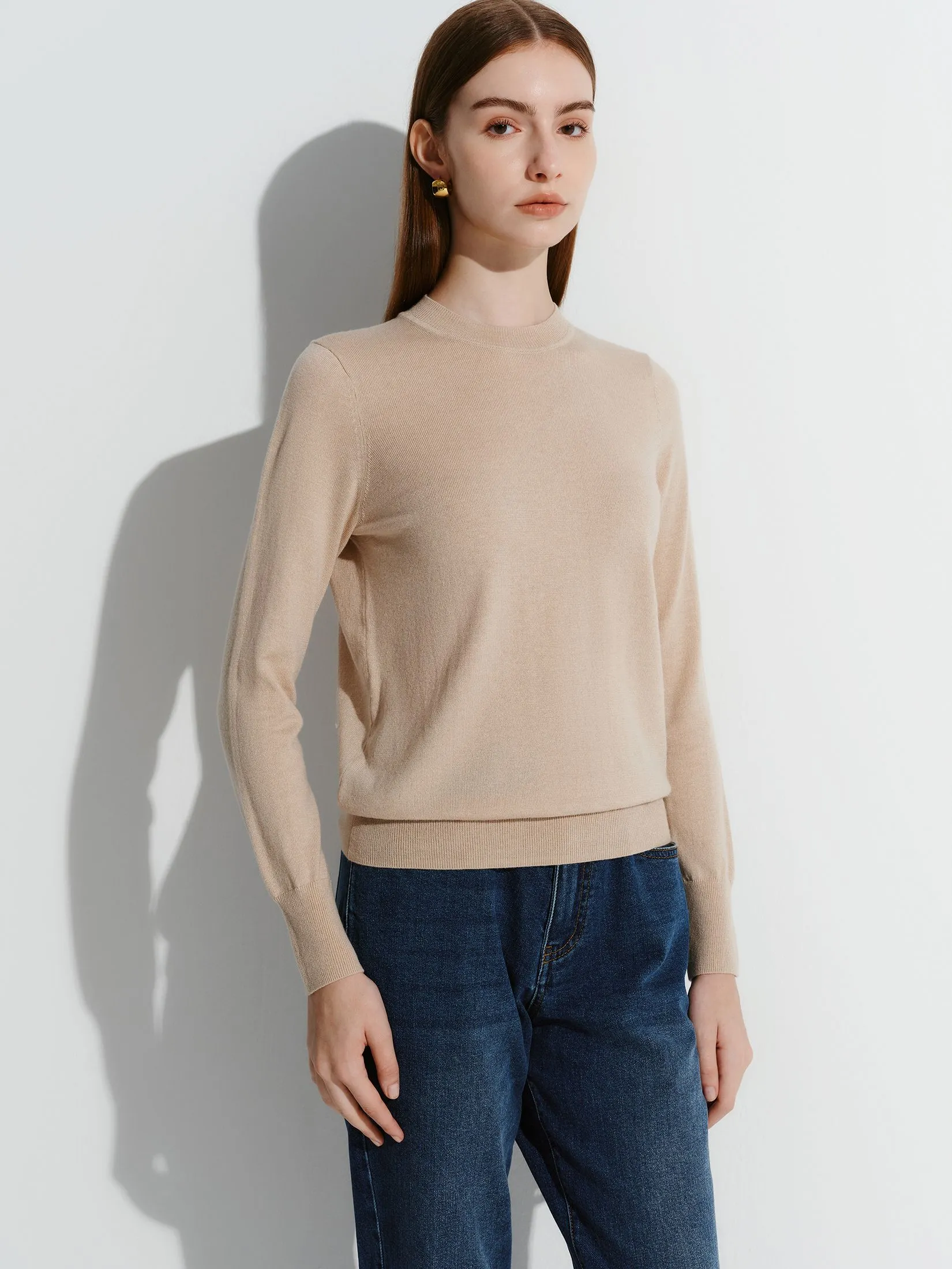 G2000 Women Clothing Essential Crew Neck Sweater Top Regular Fit - Brown