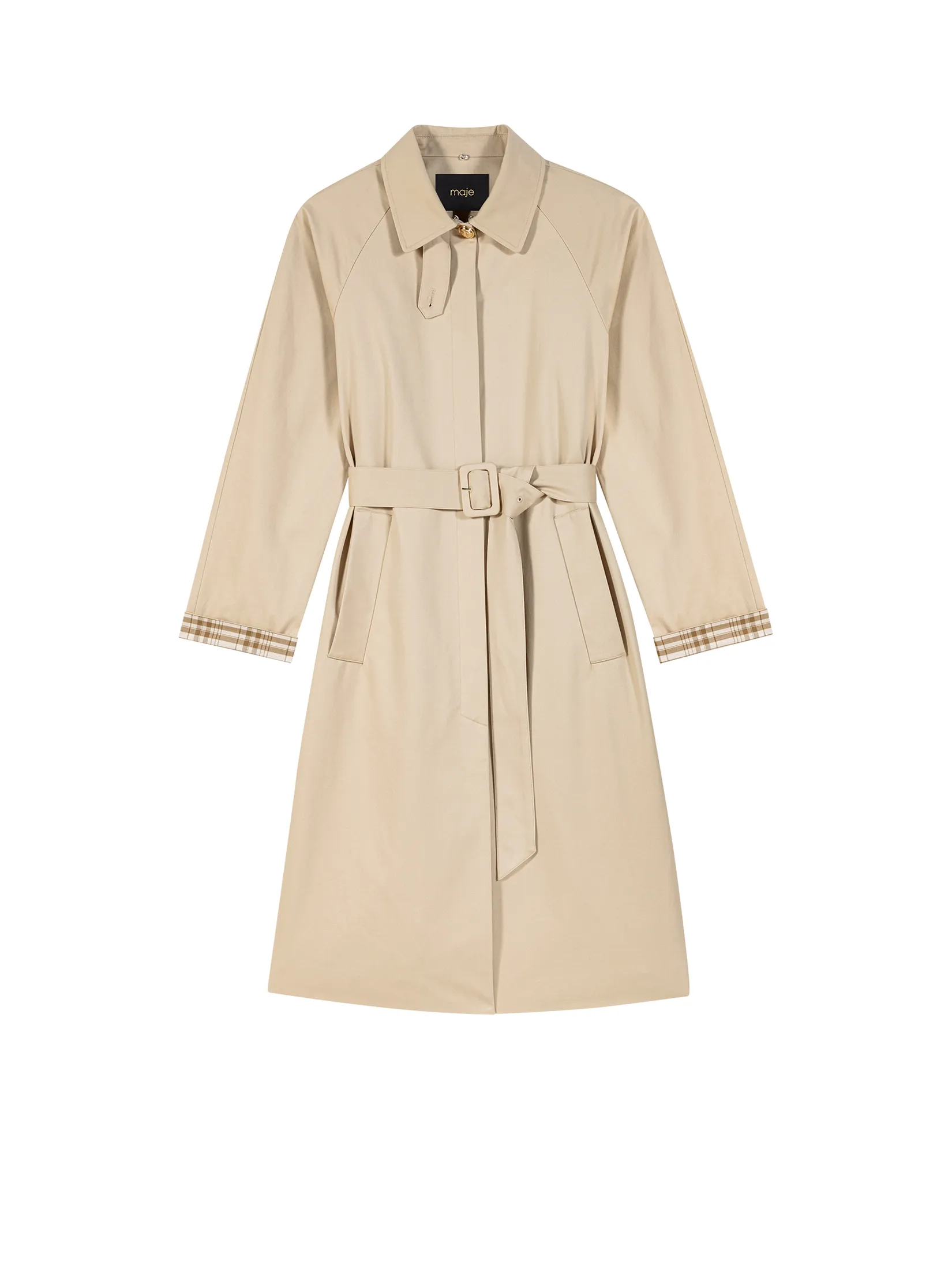 MAJE Women Trench Coat Contrast Sleeve And Collar