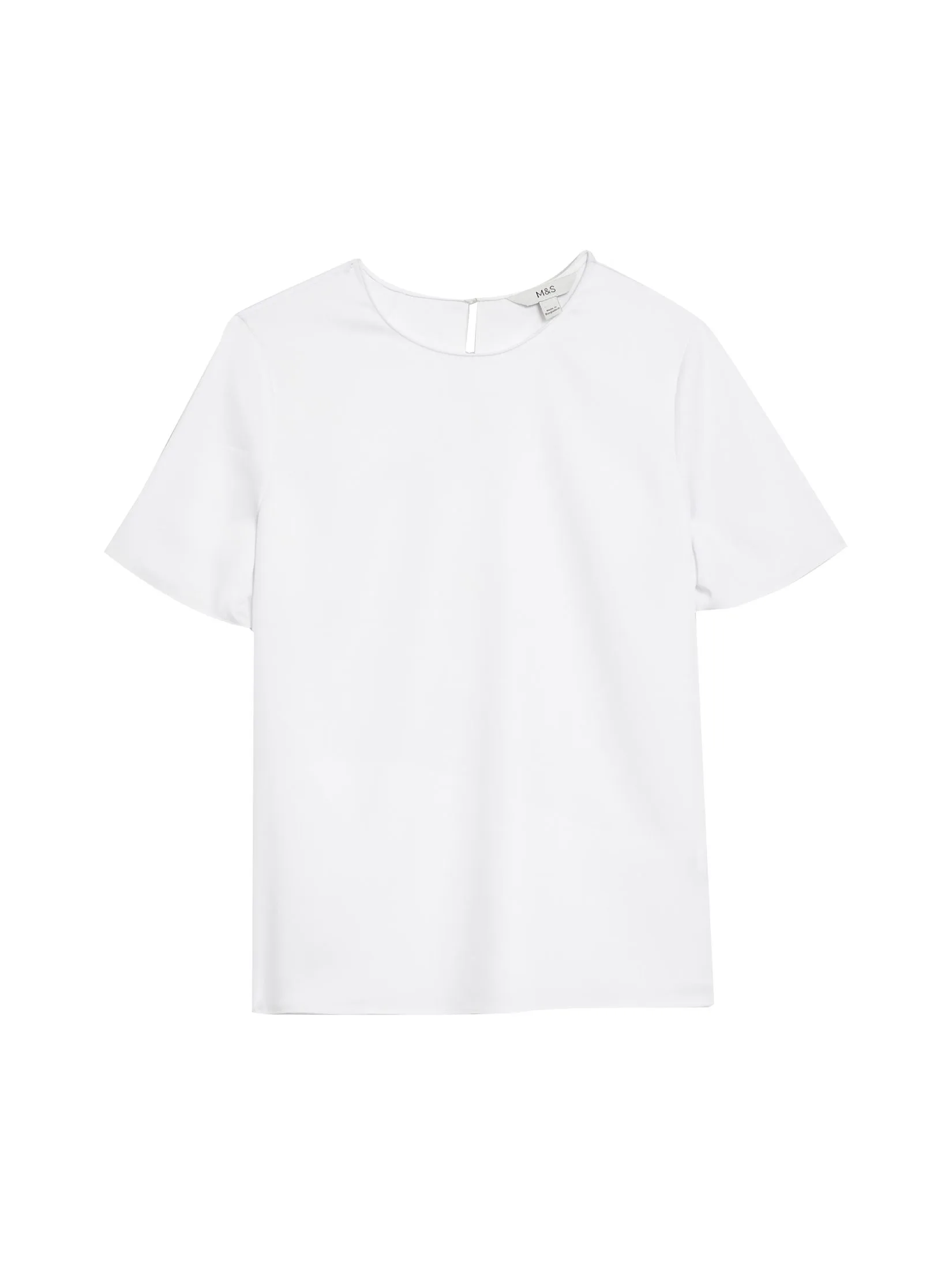 MARKS & SPENCER Women Top Round Neck Soft White