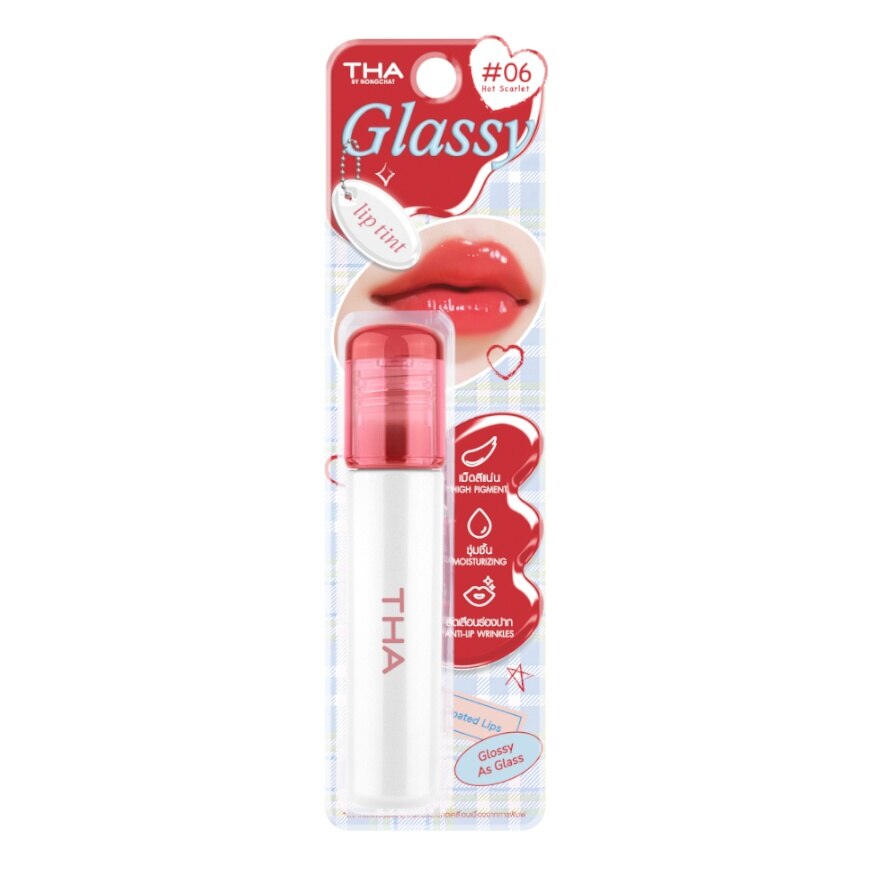 THA By Nongchat Glassy Lip Tint 3.9g.. 06 Hot Scarlet