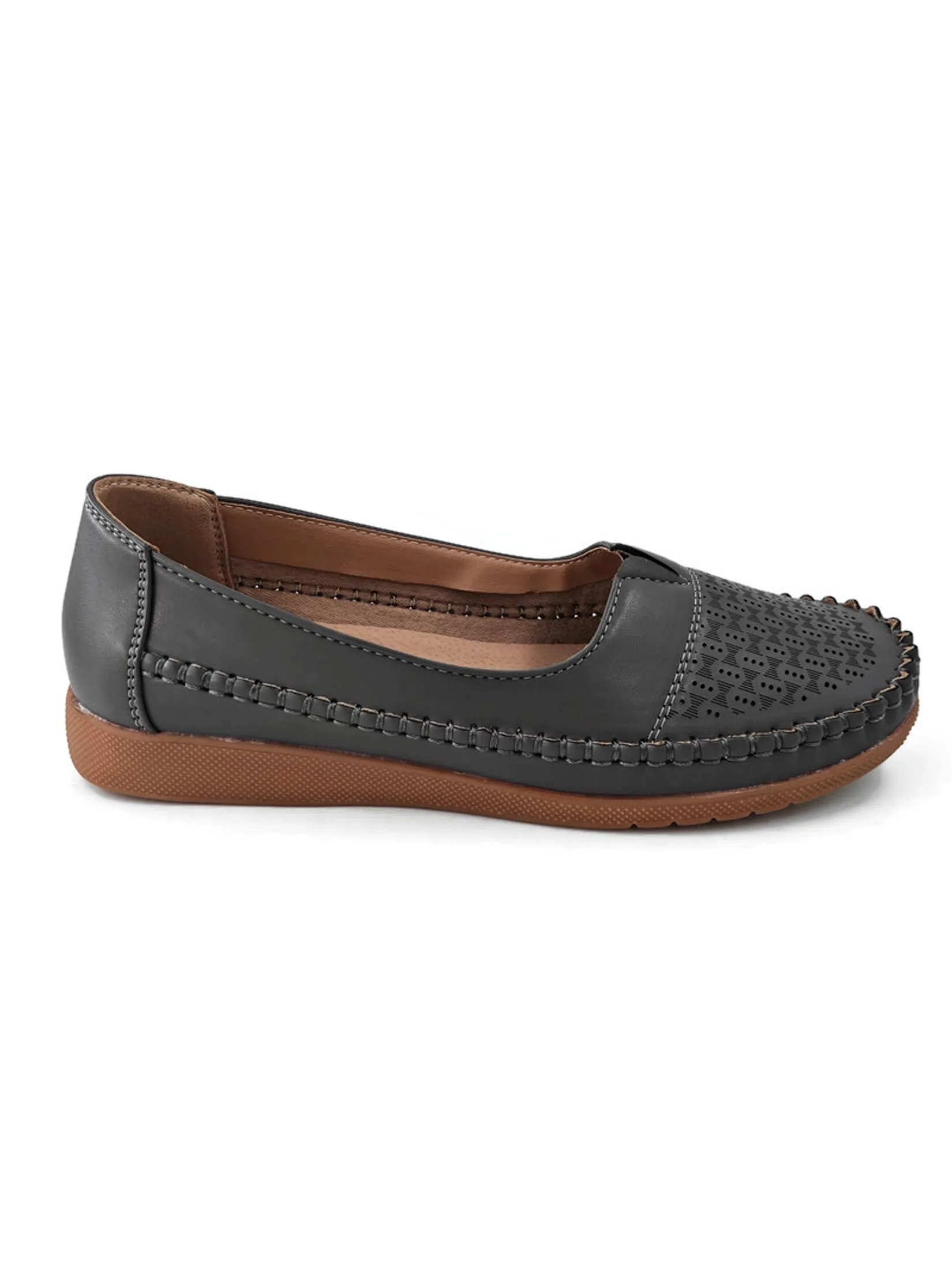 KLIN Woman Moccasin Slip-On Style Grey
