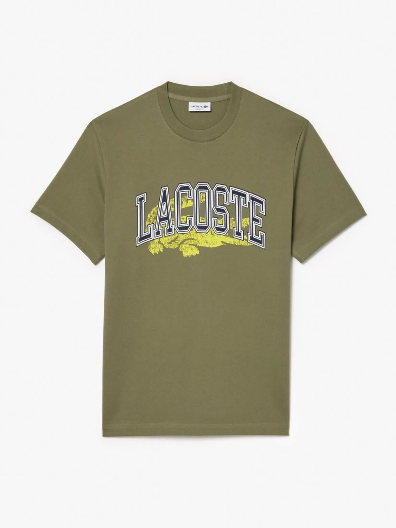 LACOSTE Cotton Jersey Signature T-shirt Green