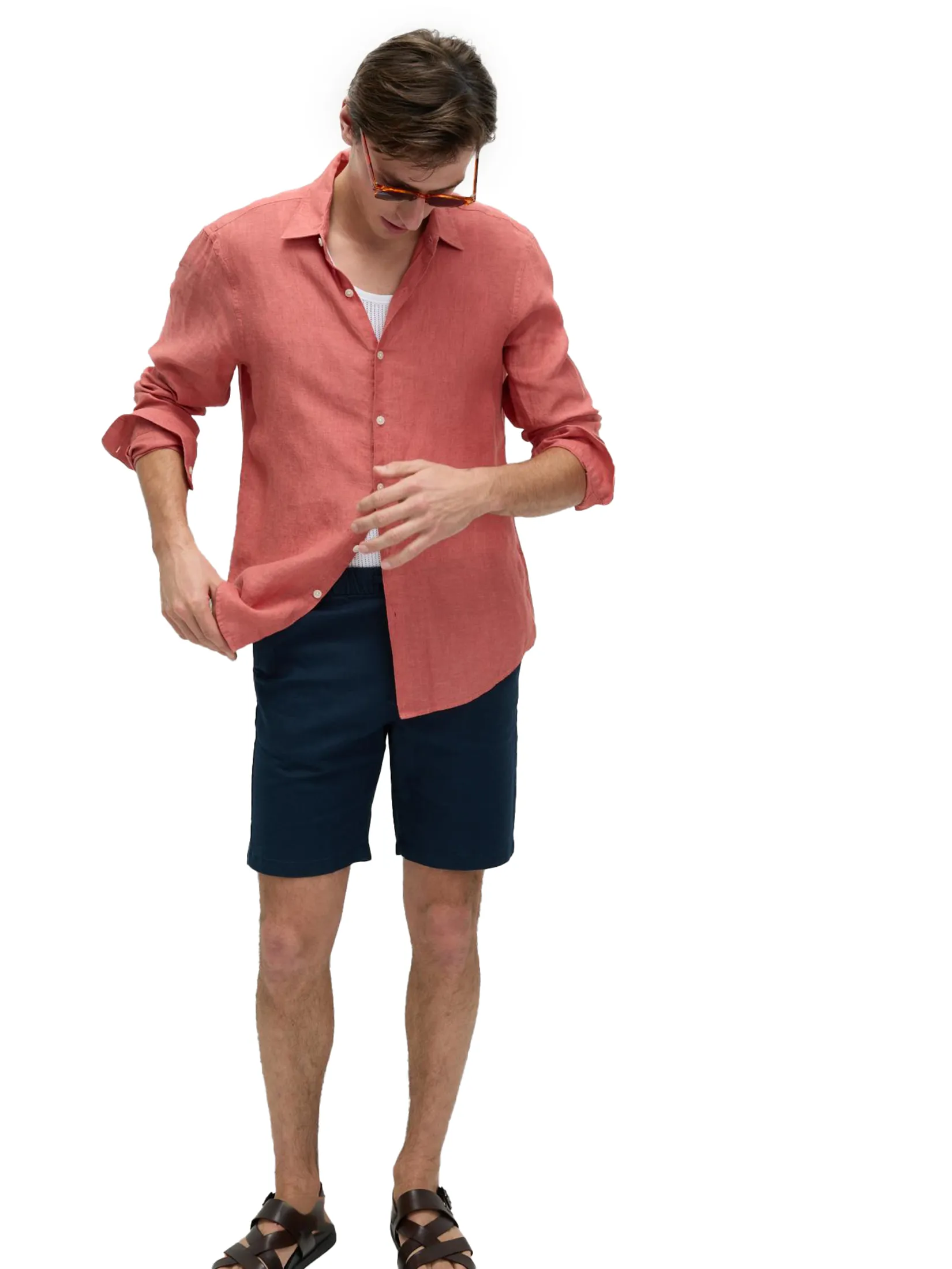 MARKS & SPENCER Men Shorts Linen Blend Elasticated Waist