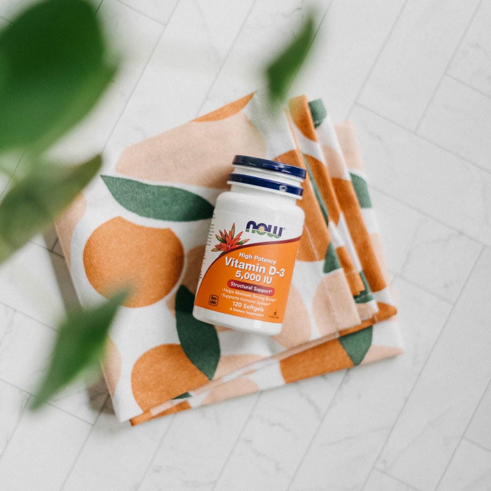 NOW Foods, витамин D3, 125 мкг (5000 МЕ), 120 капсул