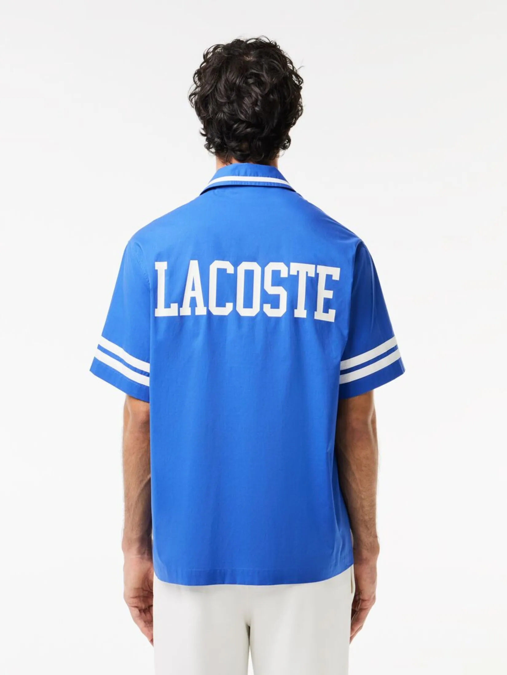 LACOSTE Lacoste Back Print Cotton Twill Shirt Blue