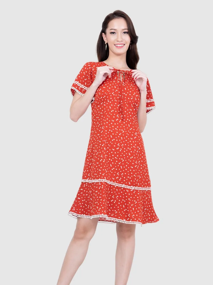 AMILA Women Dress Chiffon Dobby Orange