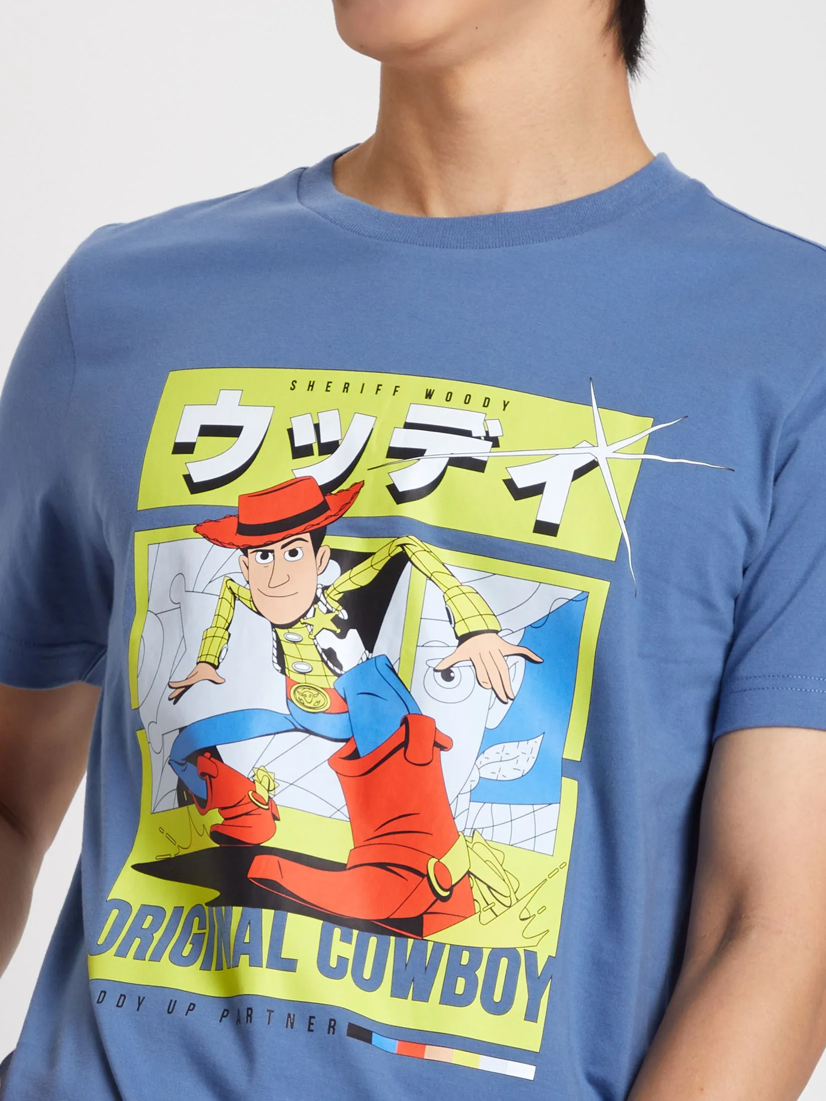 PACIFIC UNION Men T-Shirt Toy Story Disney Pixar Print Steel Blue