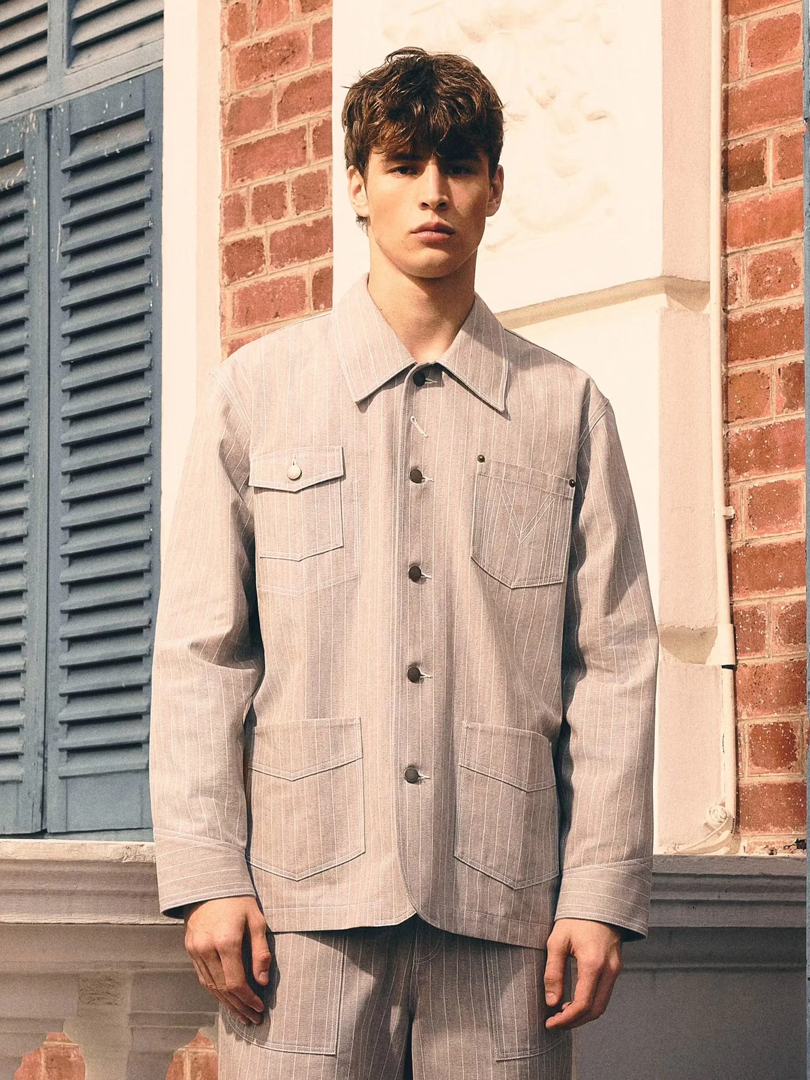 MOO [MOO 5/25] 
Signature Striped Jacket Gray