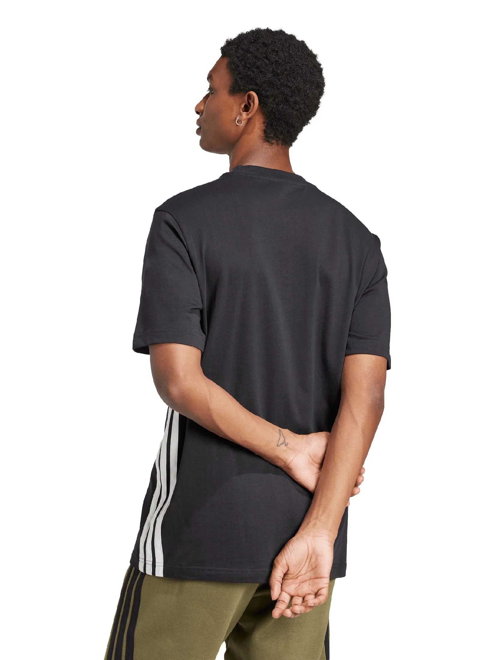 ADIDAS Men Jersey T-Shirt Essentials 3-Stripes Single JD1906 Black / Blackwhite