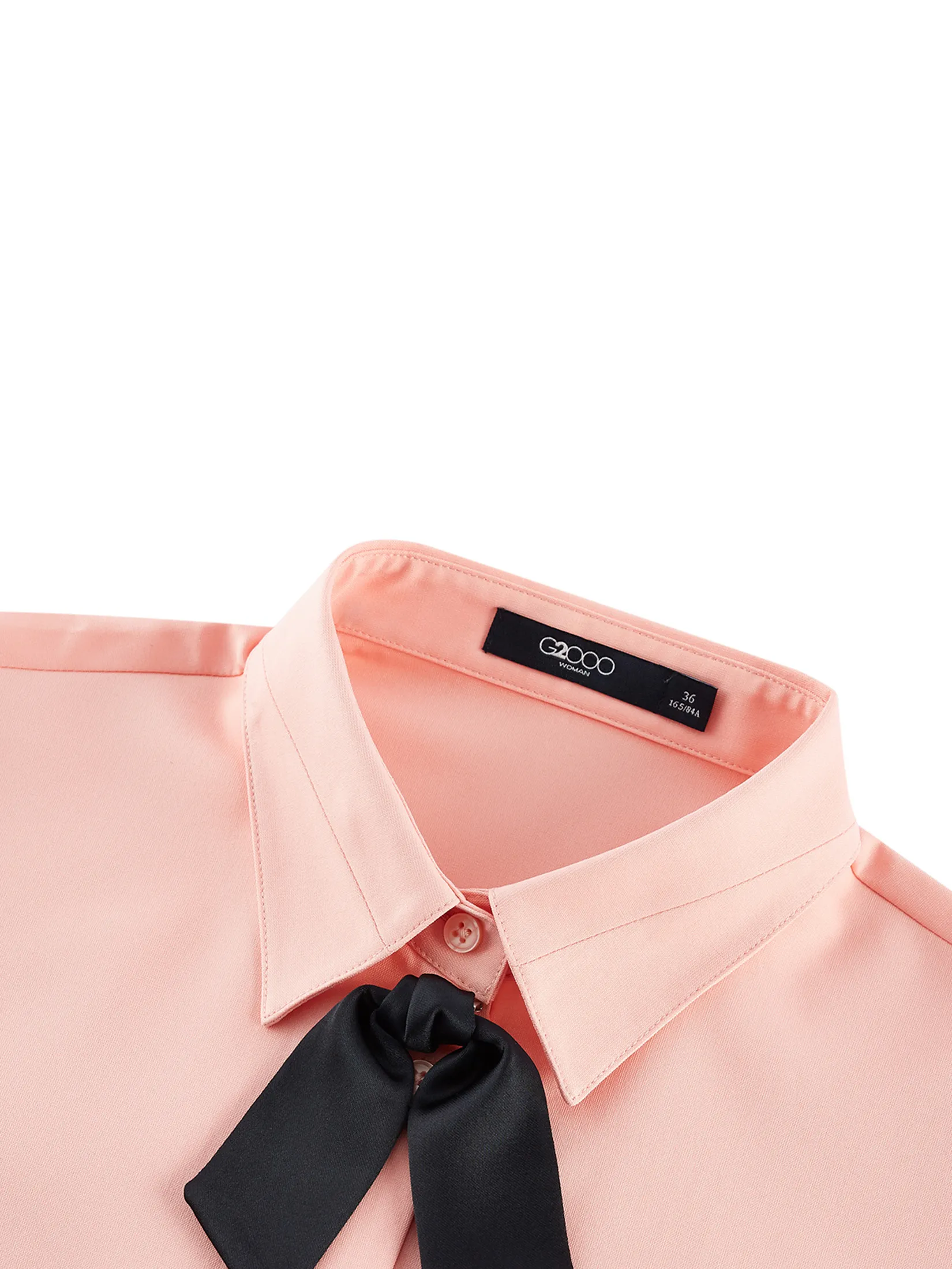 G2000 Women Clothing Coolmax Yd Poly Plainweave With Detachable Tie Shirt Slim Fit - Pink