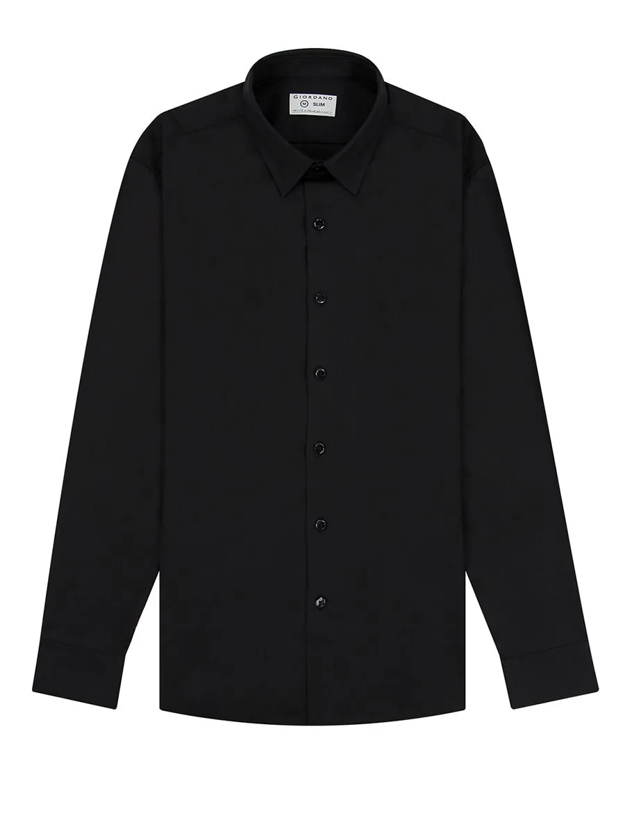 GIORDANO Men's Twill Easy Care Shirts Black