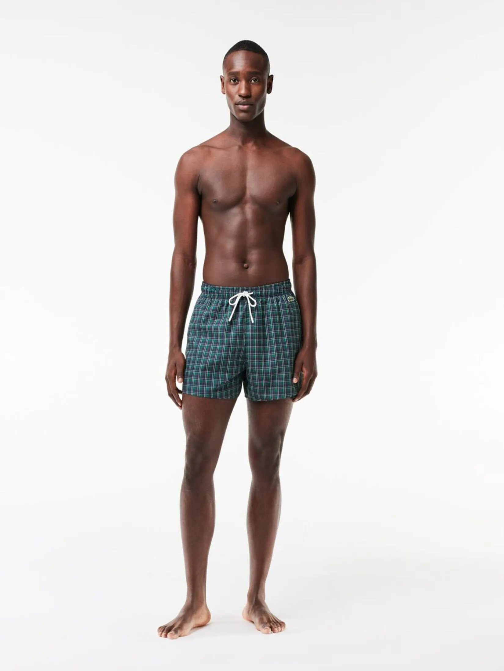 LACOSTE Short Printed Swim Trunks Blue