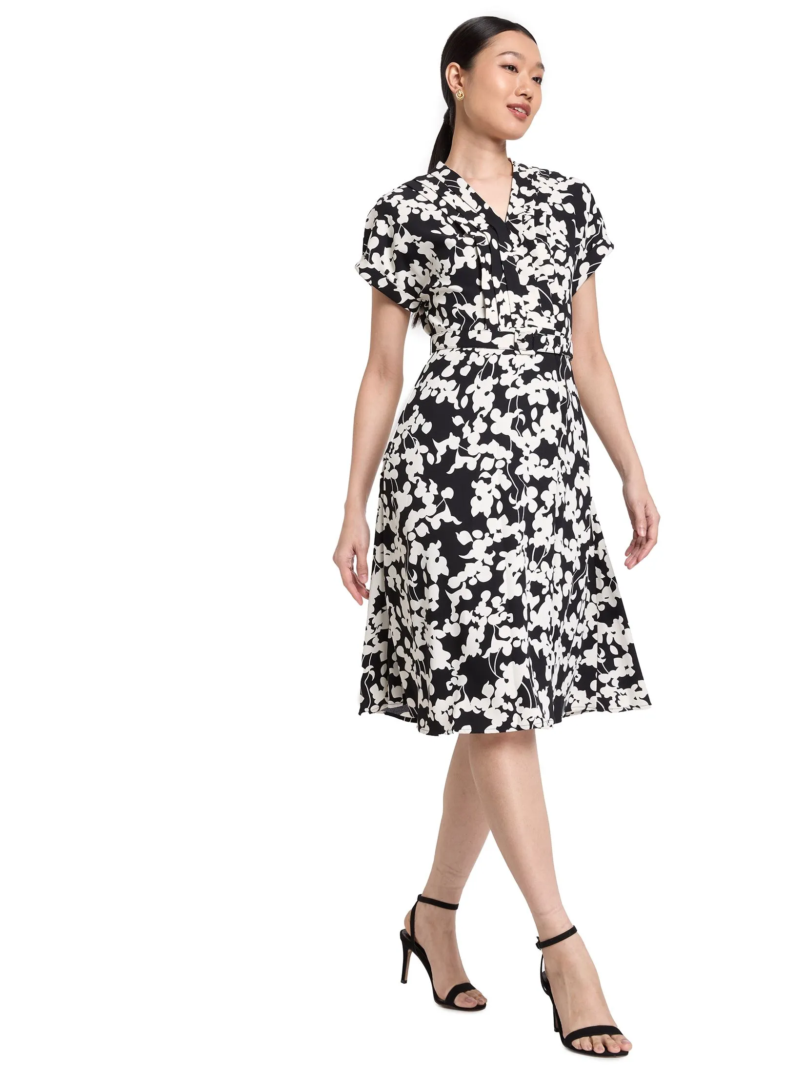 EXPRESSIONS Women Dress With Front Pleat And Belt