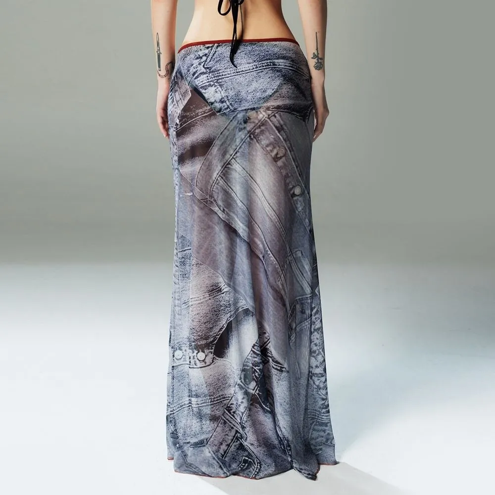 BLACKDOG BKK Multicolor Jeans print skirt