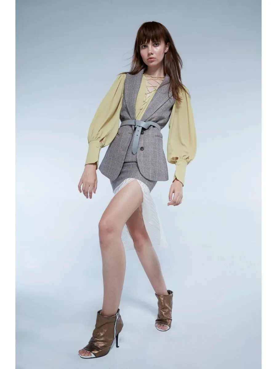 SENADA WOMEN WOOL BLEND BEIGE PENCIL SKIRT