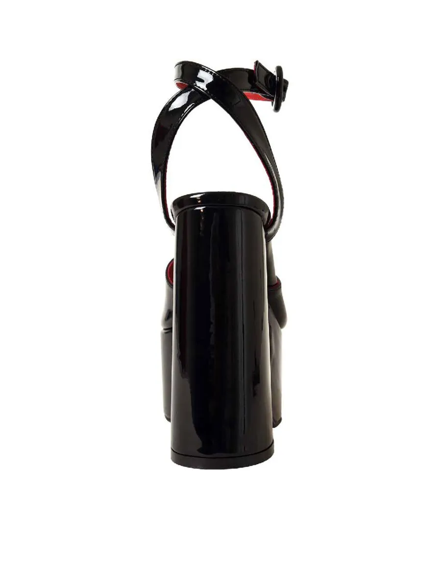 VILLAINS SF YUZA Women s Platform Heeled Sandals BLACK PATENT