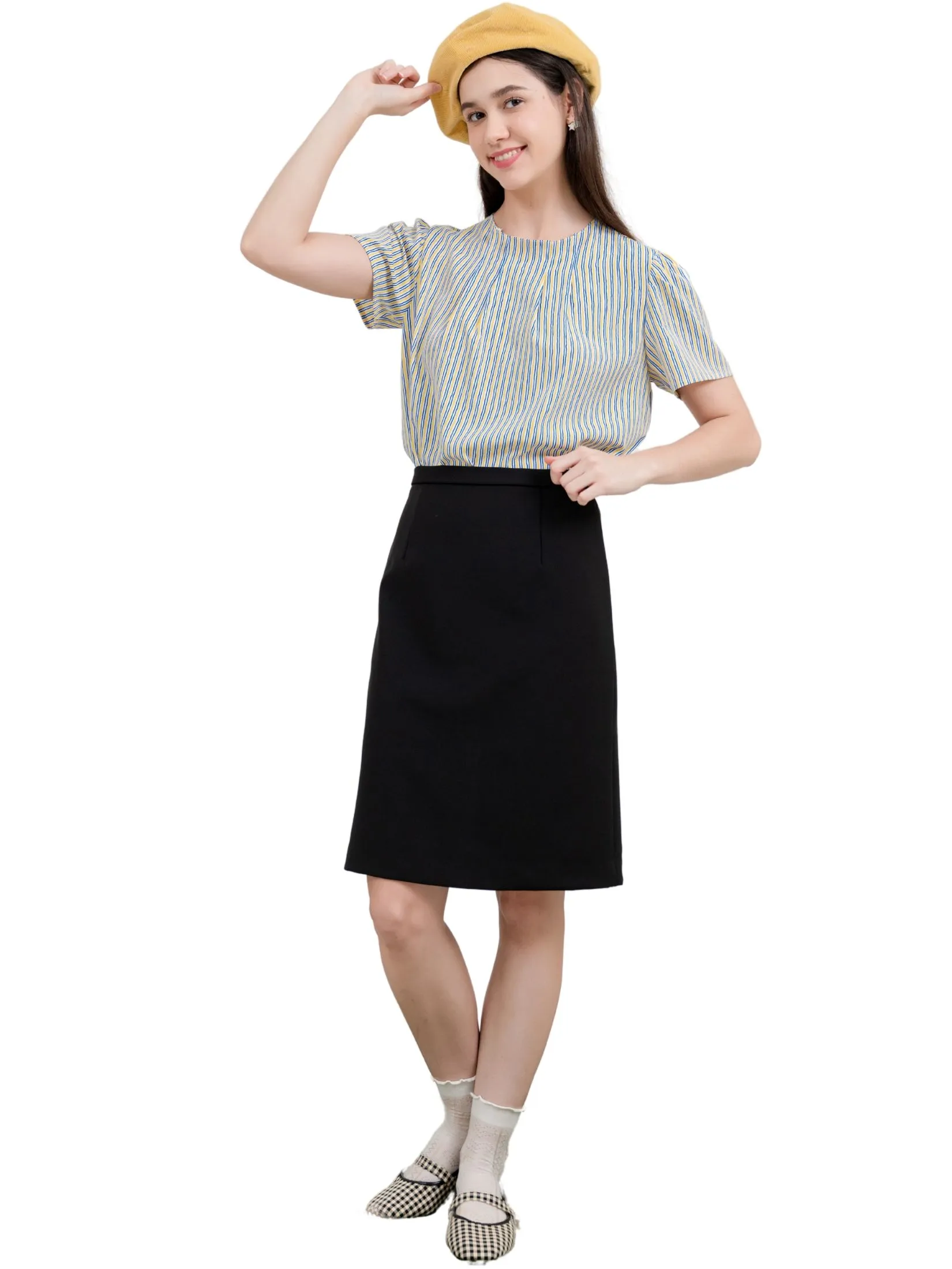 AMILA Women Skirt Short Suiting Spendex Black