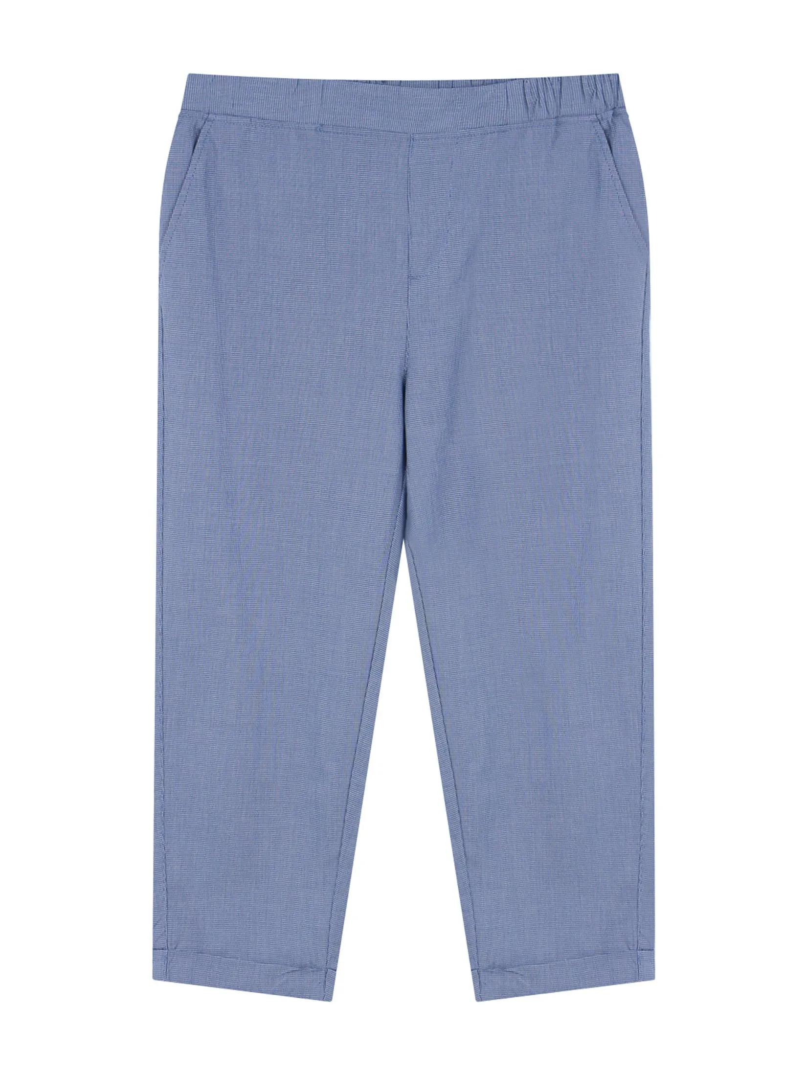 GIORDANO Women's Relaxed Twill Audrey Pants Vintage indigo x White