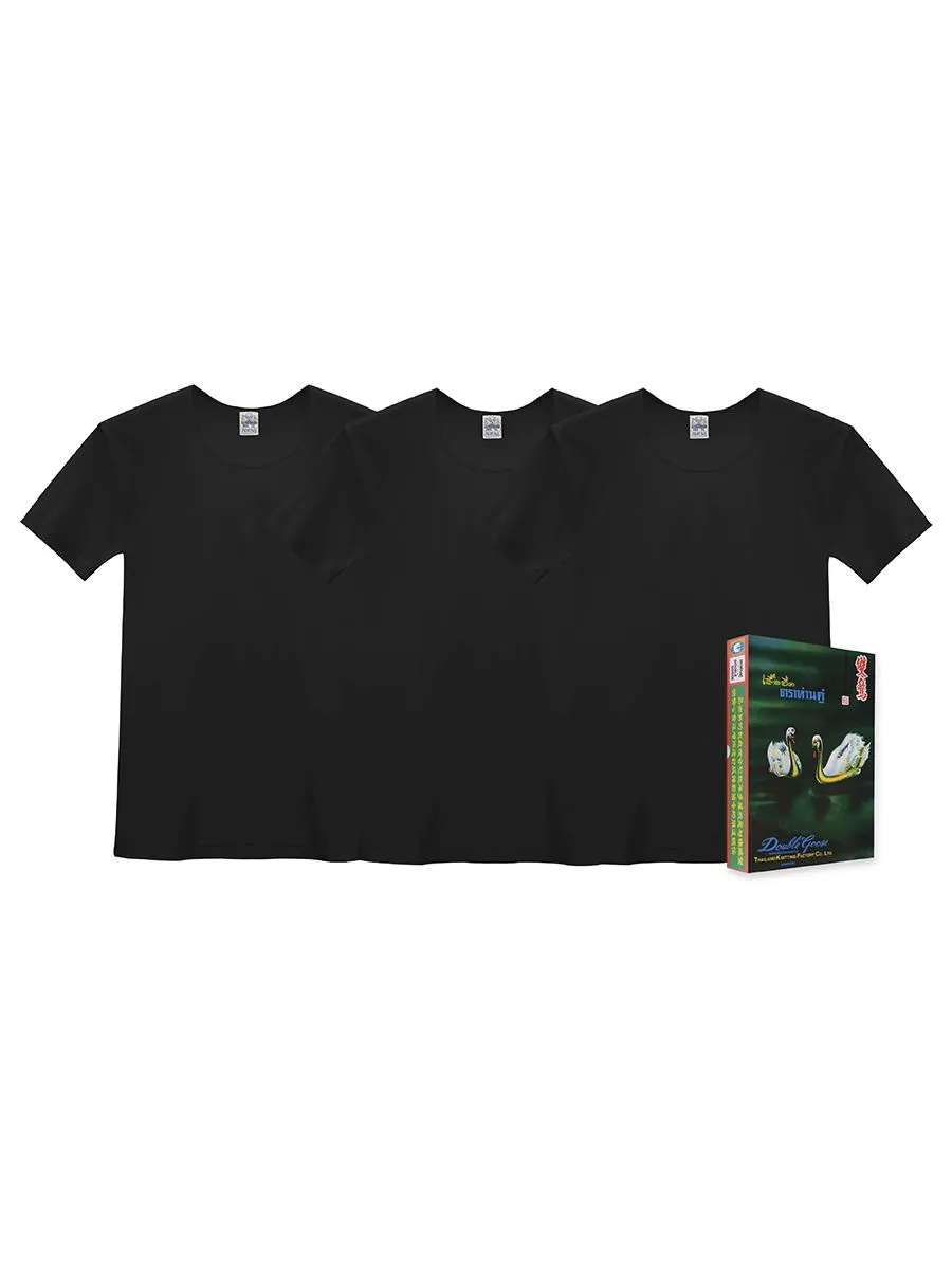 DOUBLE GOOSE Black Double Goose Scoop Neck T-Shirts Classic Pack 3.