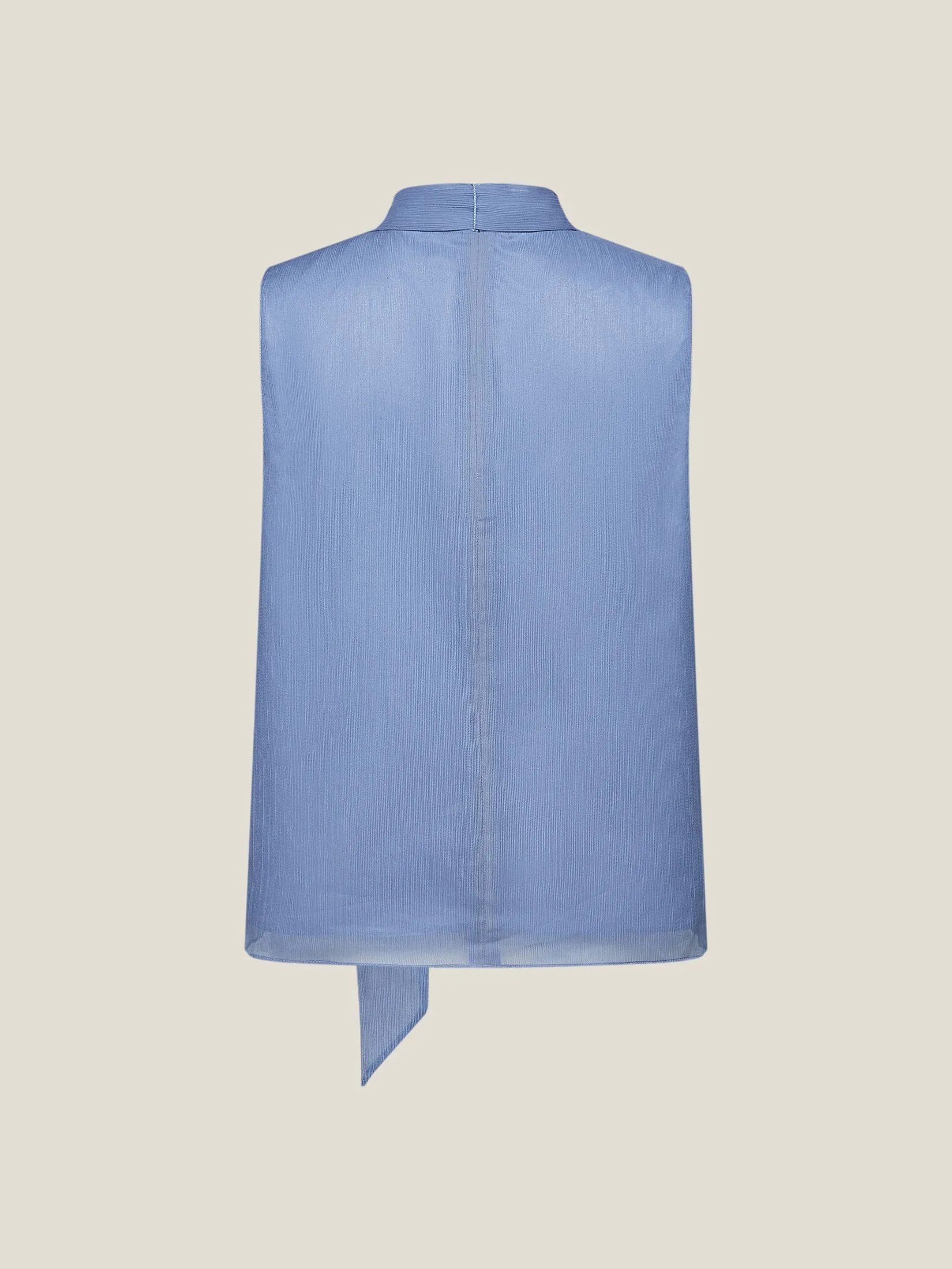 G2000 Women Clothing Stand Collar Blouse With Detachable Tie Regular Fit - Blue