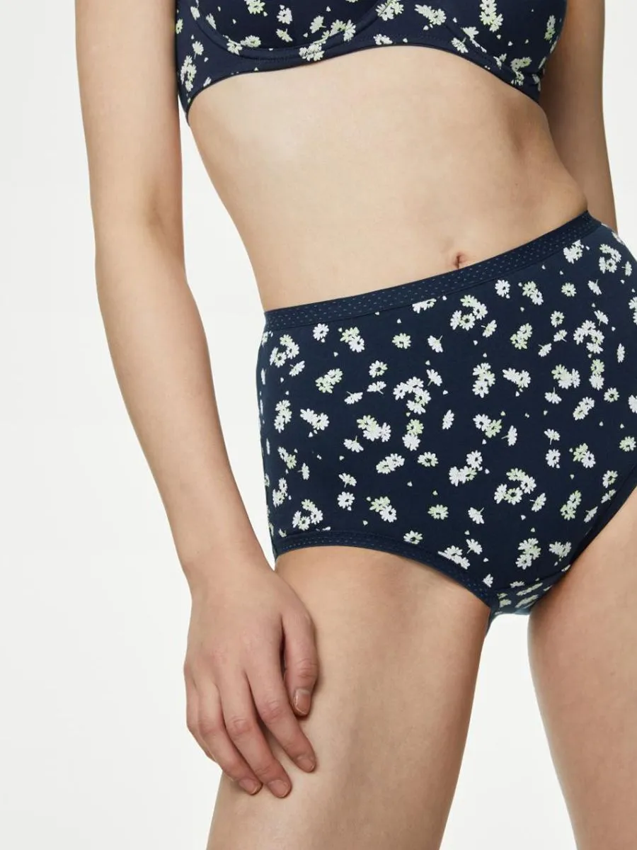 MARKS & SPENCER Women Full Briefs 3pk Cotton Rich Multi-Color