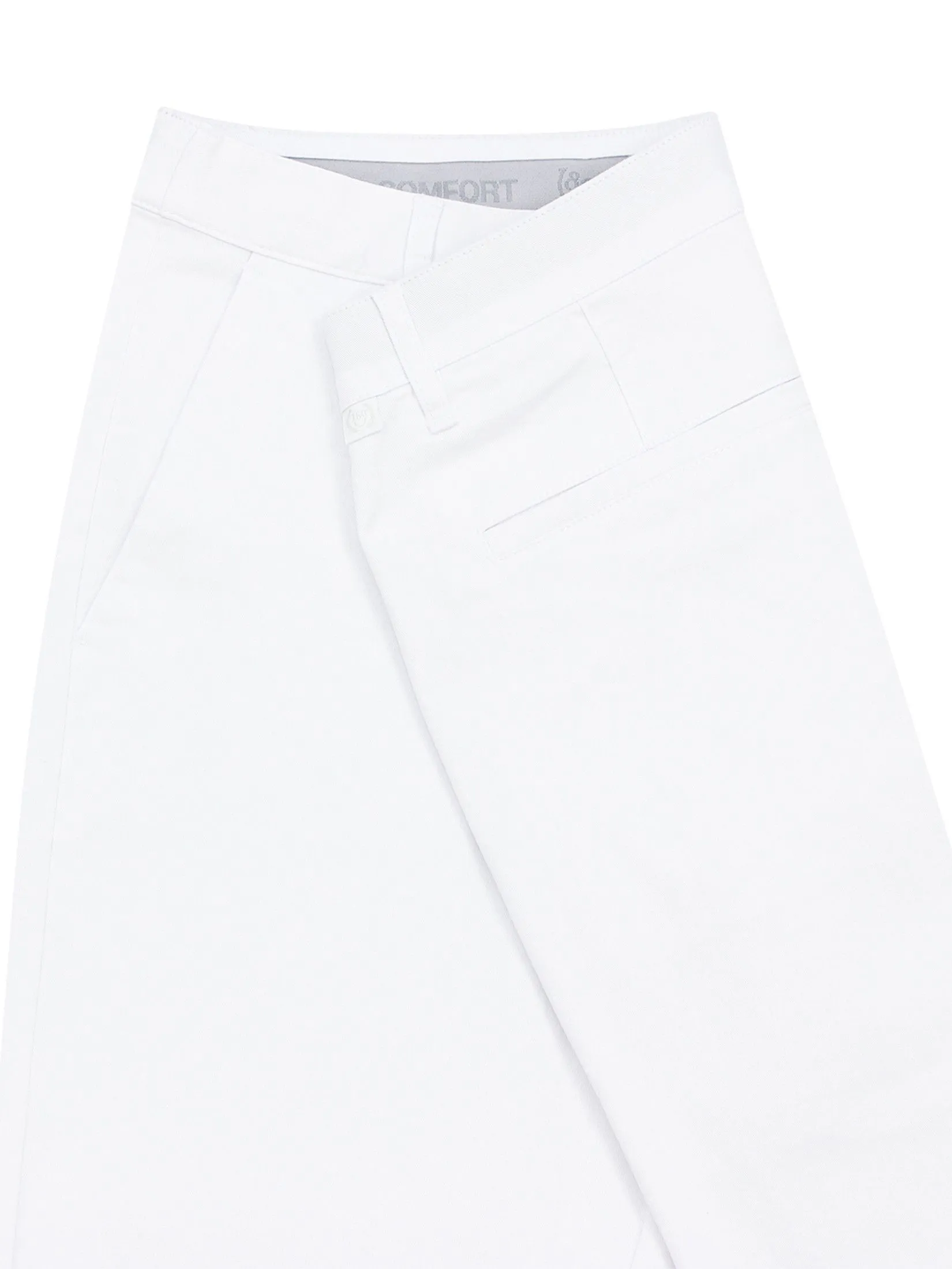 GIORDANO Men's Slim Easy Care Stretch Pants (180° Elastic Waist) White
