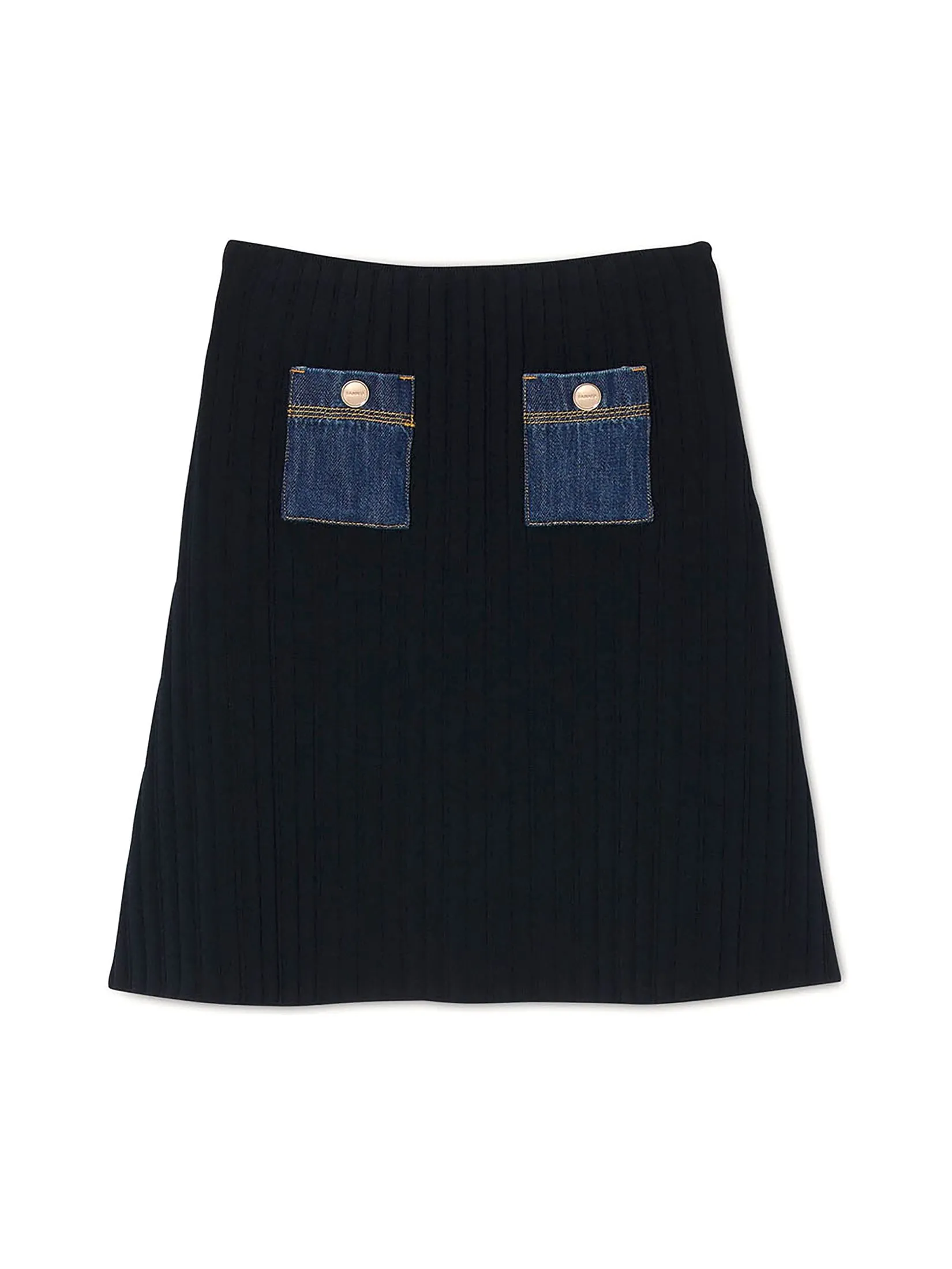 SANDRO Mini Knit and Denim Skirt
